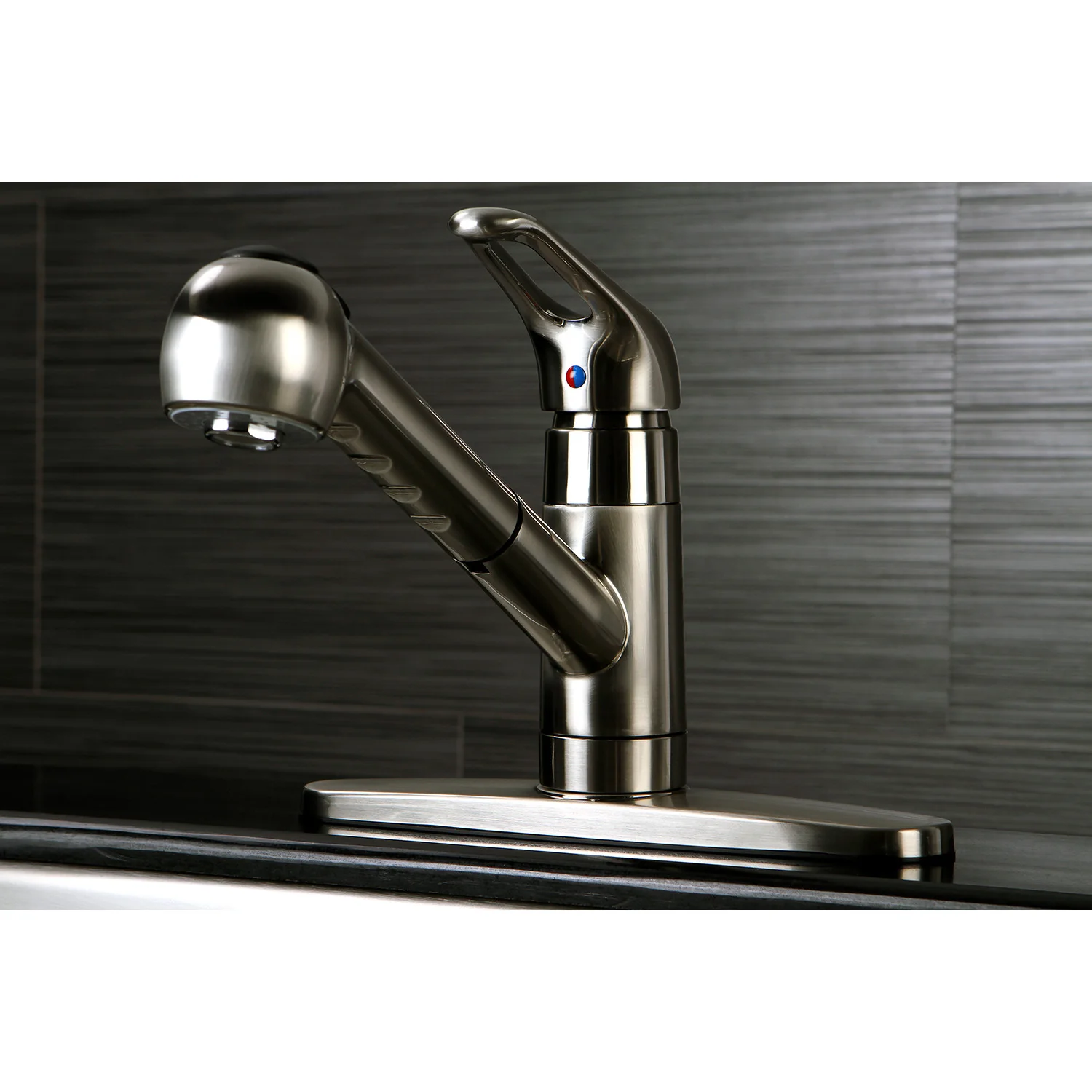 Kingston Tulare GSC888NCLSP - Century Single-Handle 1-or-3 Hole Deck Mount Pull-Out Sprayer Kitchen Faucet, Brushed Nickel - Image 2