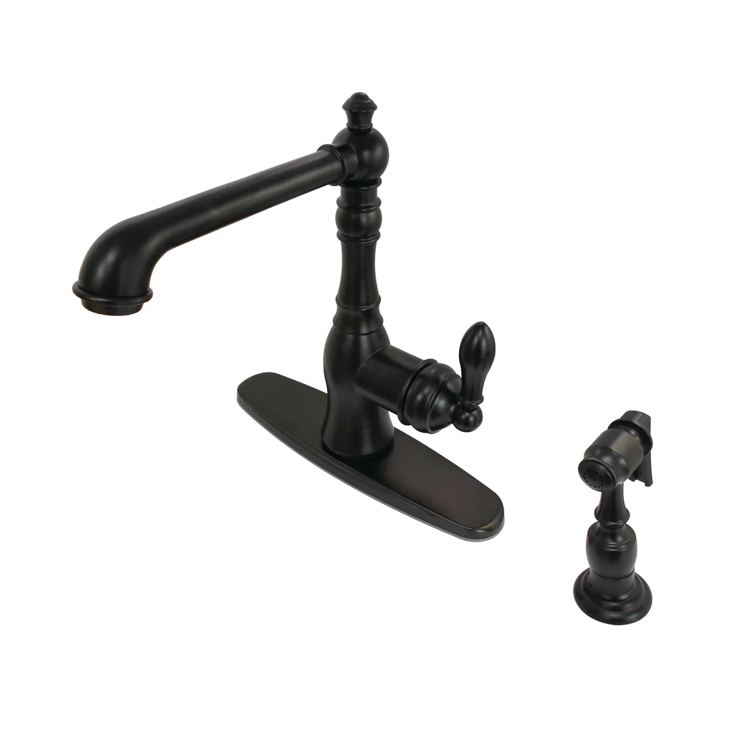 Kingston Heirloom GSY7205ACLBS - American Classic Single-Handle 2-or-4 Hole Kitchen Faucet with Brass Sprayer, Oil Rubbed Bronze