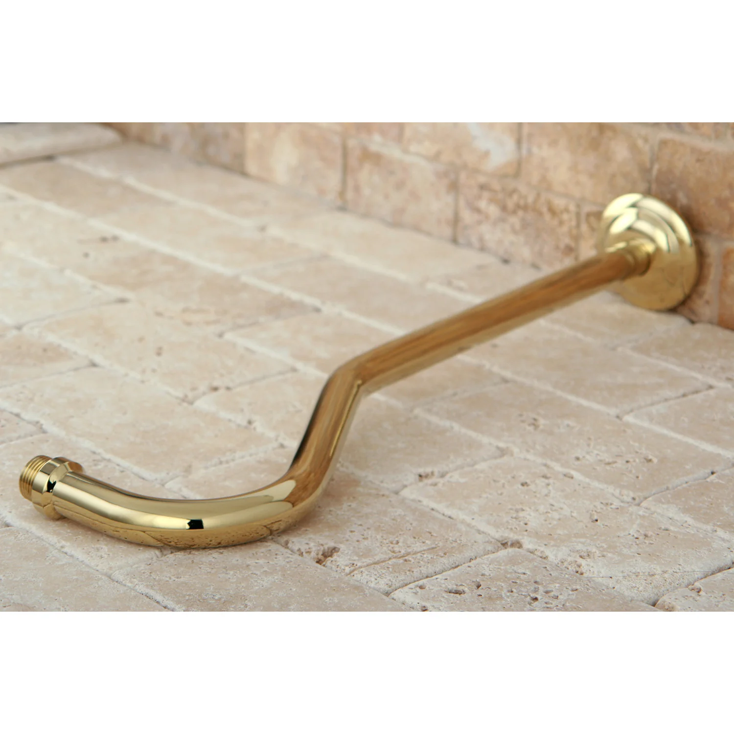 Kingston Restoration K117C2 17-Inch Rain Drop Shower Arm with Round Flange, Polished Brass - Image 2