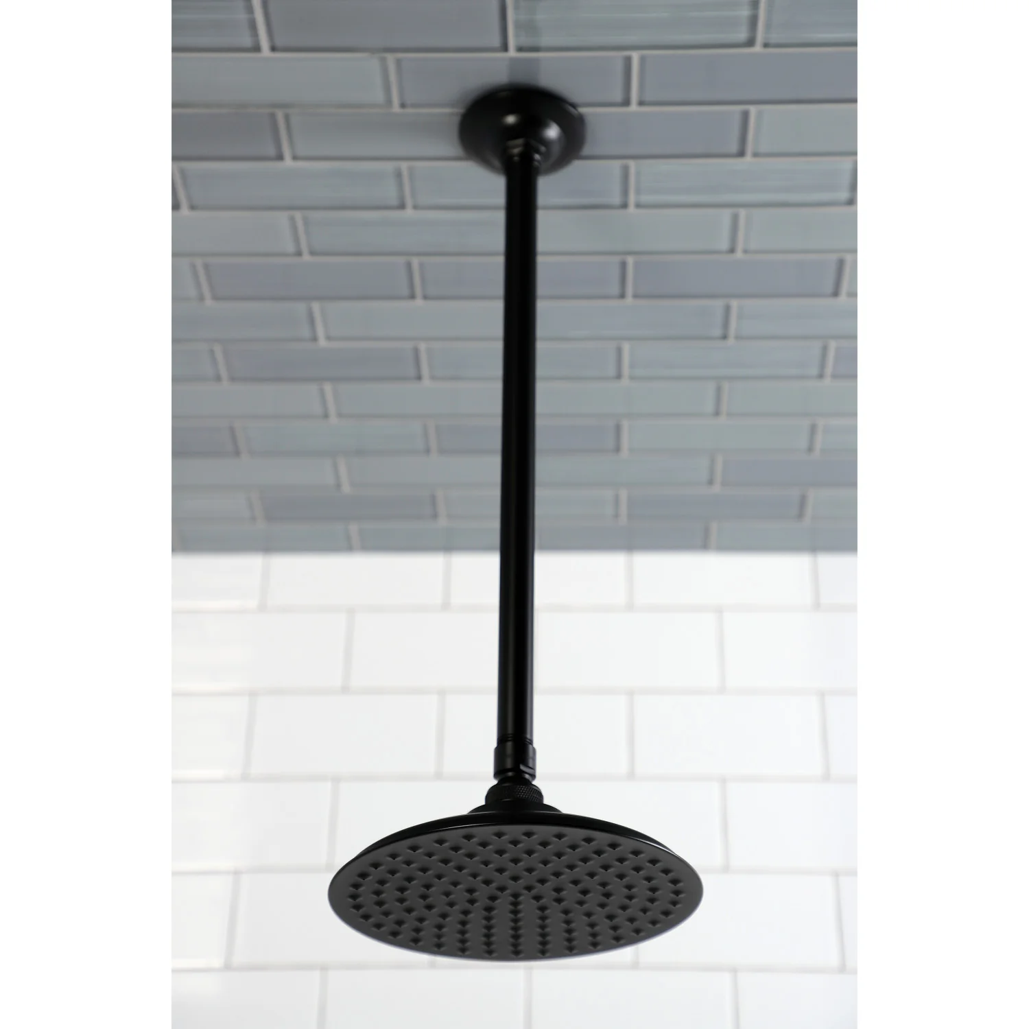 Kingston Heirloom K236K20 - Trimscape 7-3/4 Inch Round Raindrop Brass Shower Head with 17-Inch Ceiling Mount Shower Arm, Matte Black - Image 3