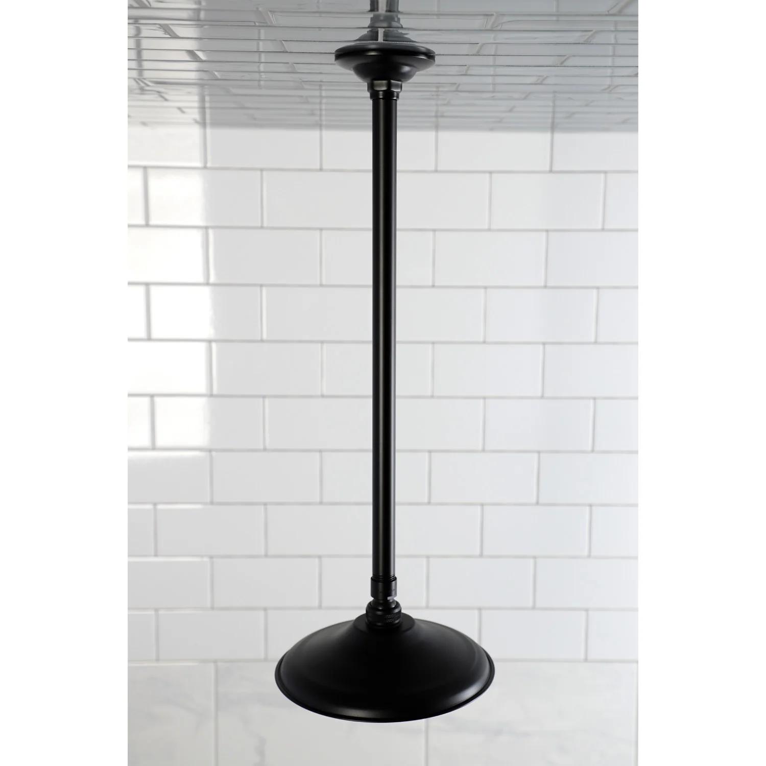 Kingston Heirloom K236K20 - Trimscape 7-3/4 Inch Round Raindrop Brass Shower Head with 17-Inch Ceiling Mount Shower Arm, Matte Black - Image 4
