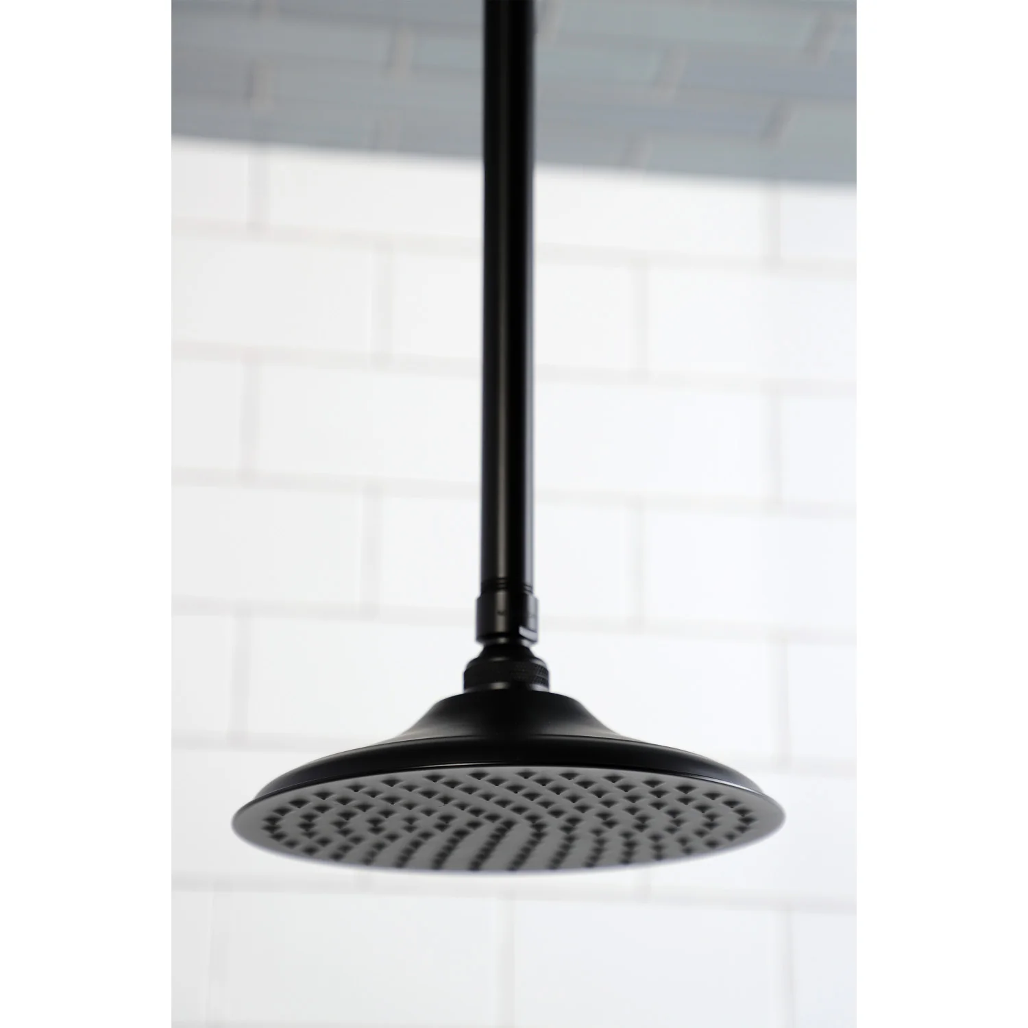 Kingston Heirloom K236K20 - Trimscape 7-3/4 Inch Round Raindrop Brass Shower Head with 17-Inch Ceiling Mount Shower Arm, Matte Black - Image 5