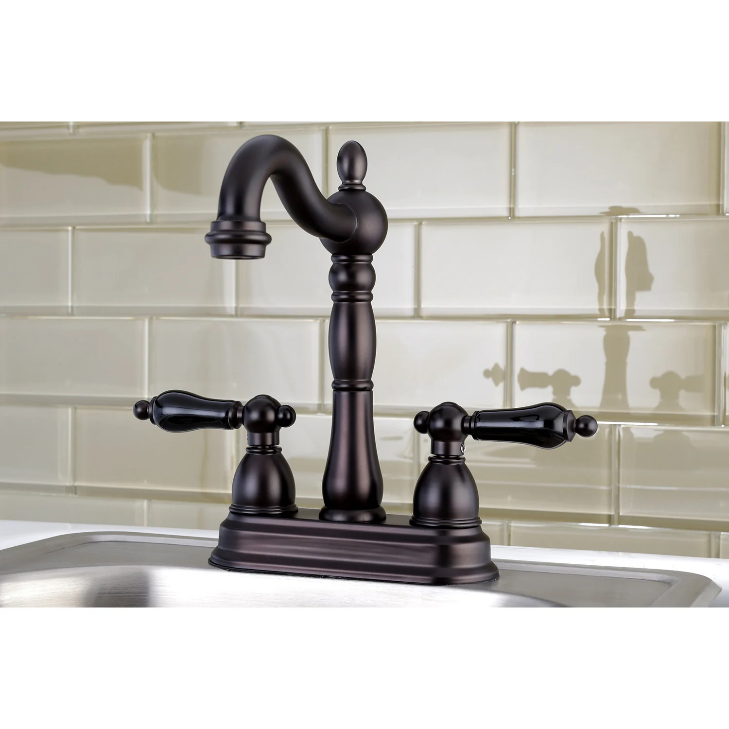 Kingston Heirloom KB1495PKL - Duchess Two-Handle 2-Hole Deck Mount Bar Faucet, Oil Rubbed Bronze - Image 3