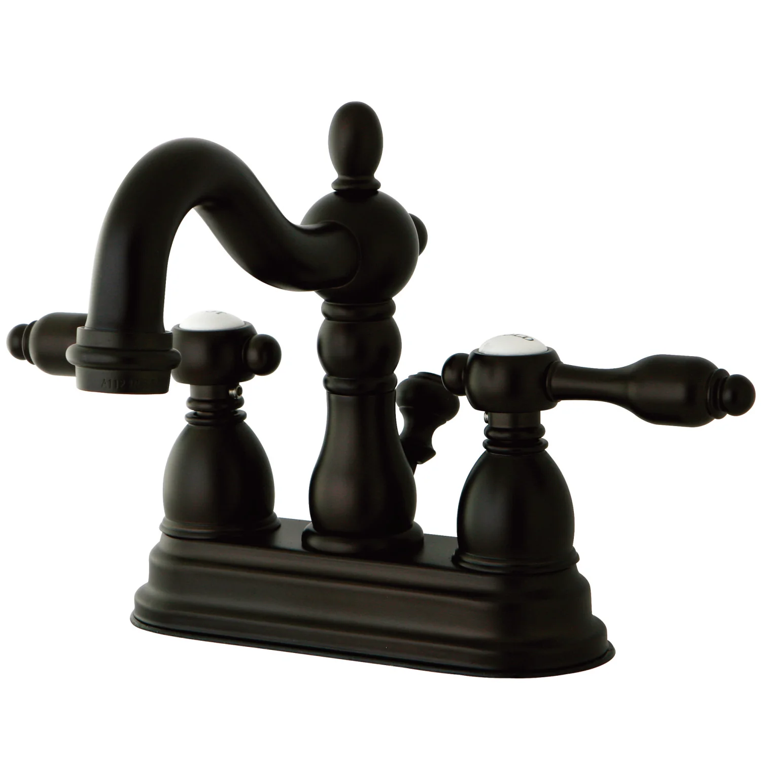 Kingston Heirloom KB1605TAL - Tudor Double-Handle 3-Hole Deck Mount 4-Inch Centerset Bathroom Faucet with Pop-Up Drain, Oil Rubbed Bronze