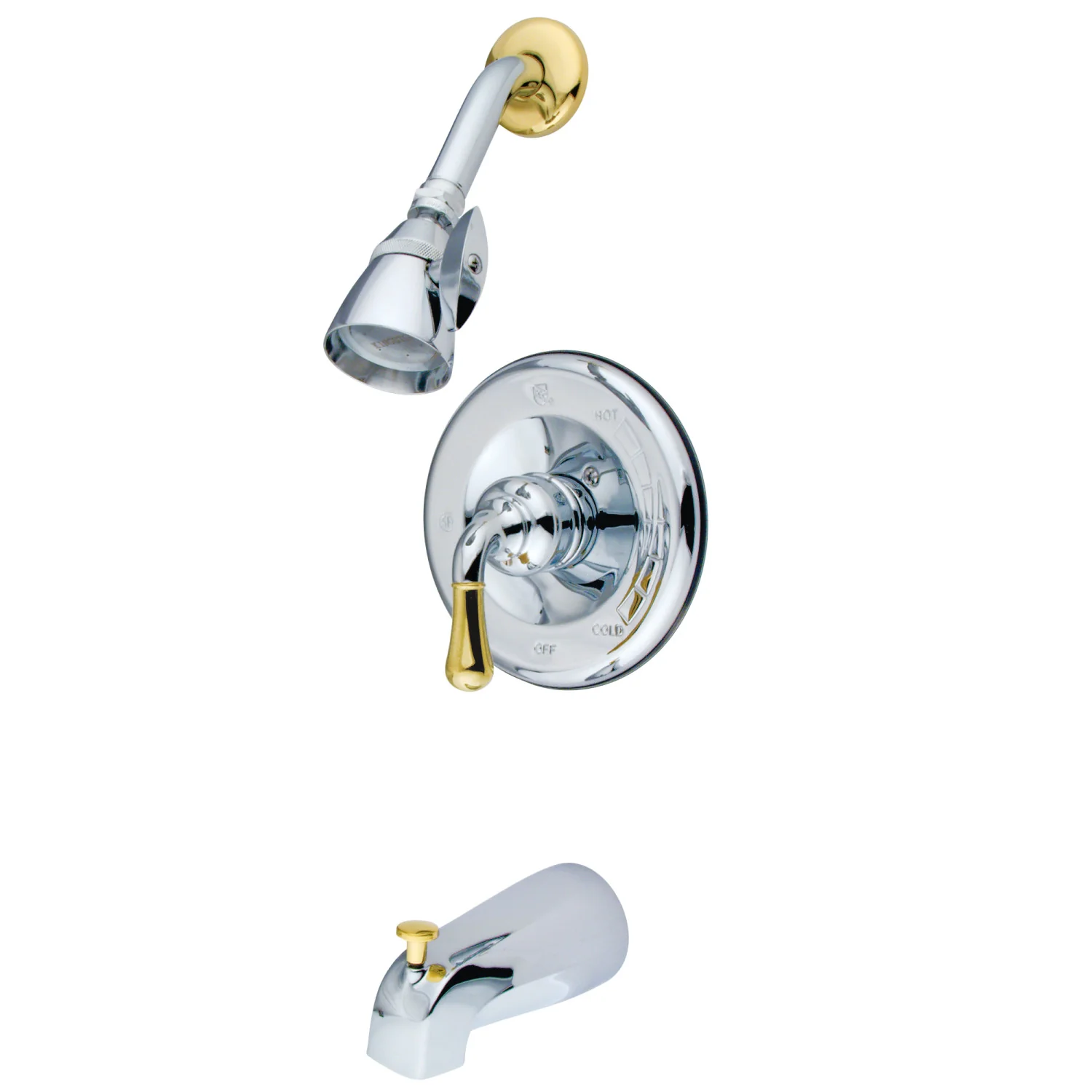 Kingston Tulare KB1634 - Magellan Single-Handle Pressure Balanced Tub and Shower Faucet, Polished Chrome/Polished Brass