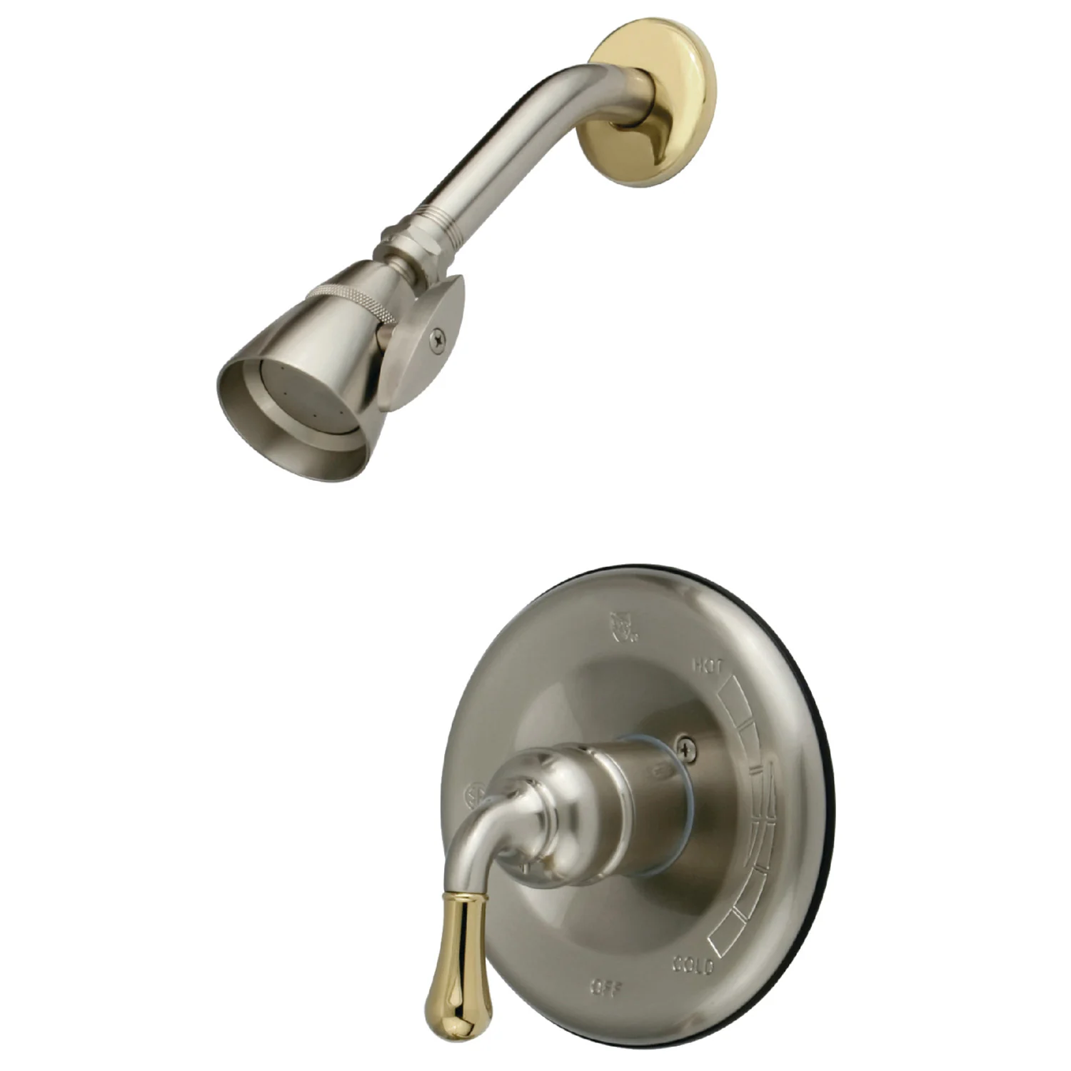 Kingston Tulare KB1639SO - Magellan Single-Handle Pressure Balanced Shower Faucet, Brushed Nickel/Polished Brass