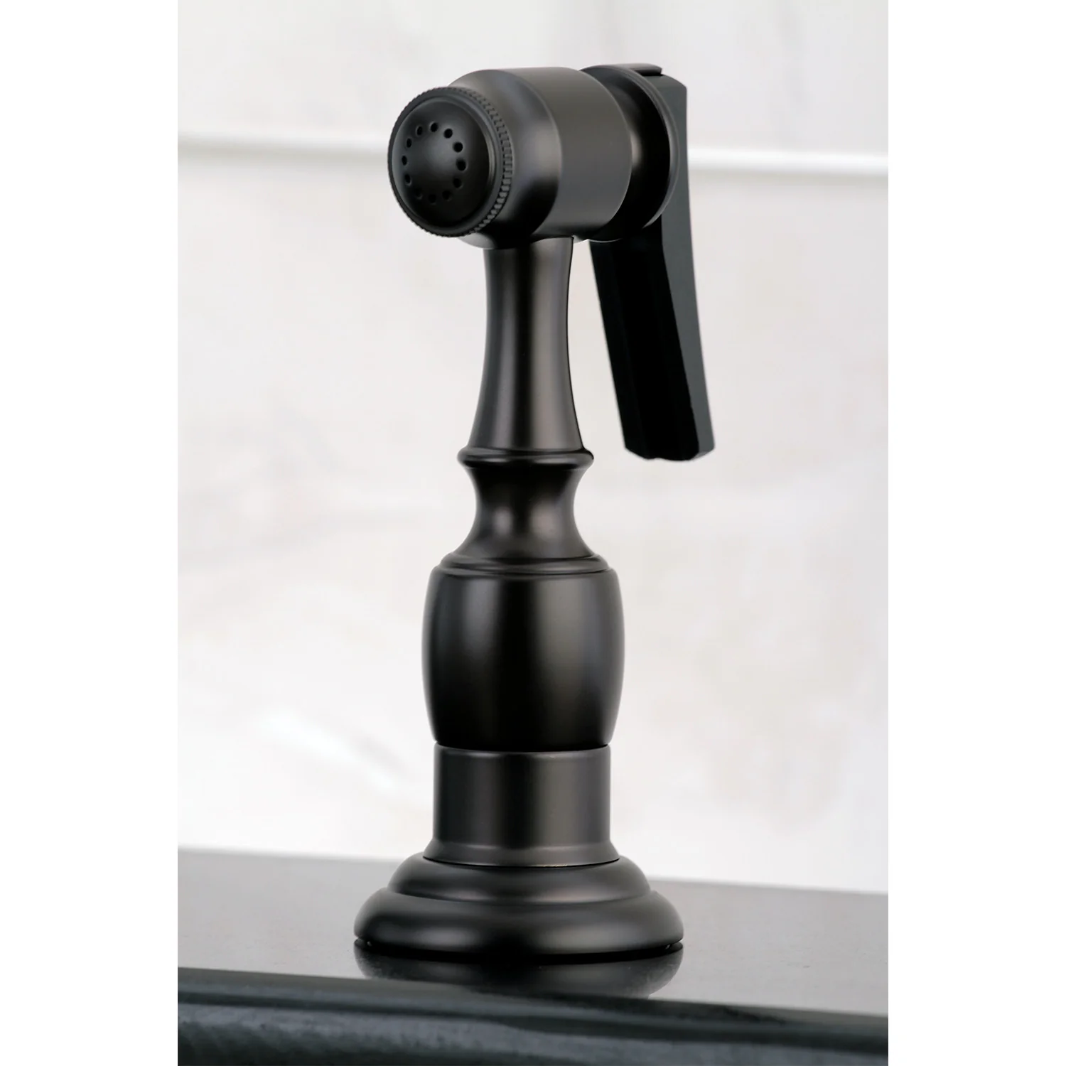 Kingston Heirloom KB1795PKLBS - Duchess Double-Handle 4-Hole Widespread Kitchen Faucet with Brass Sprayer, Oil Rubbed Bronze - Image 3