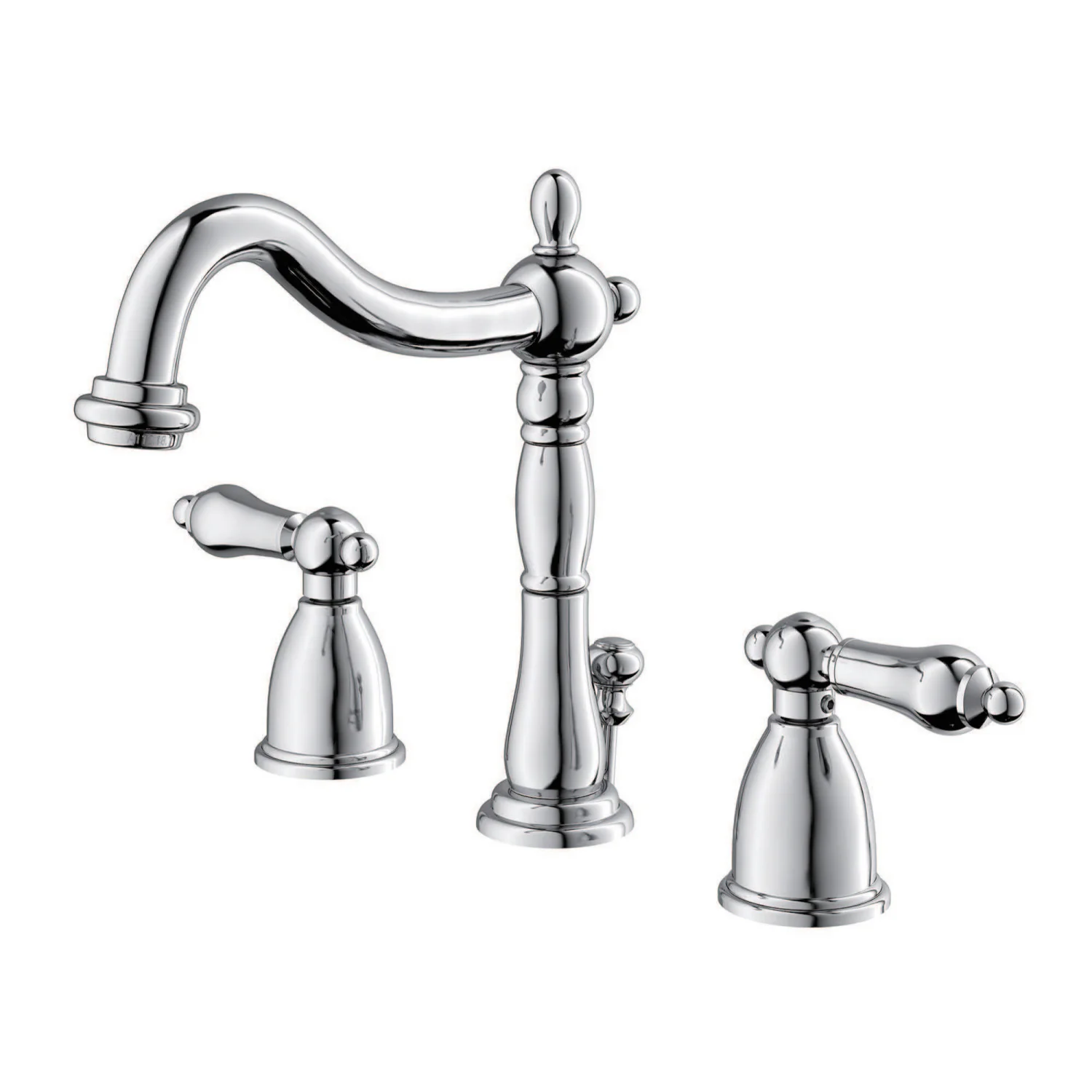 Kingston Heirloom KB1971AL - Heritage Two-Handle 3-Hole Deck Mount Widespread Bathroom Faucet with Pop-Up Drain, Polished Chrome