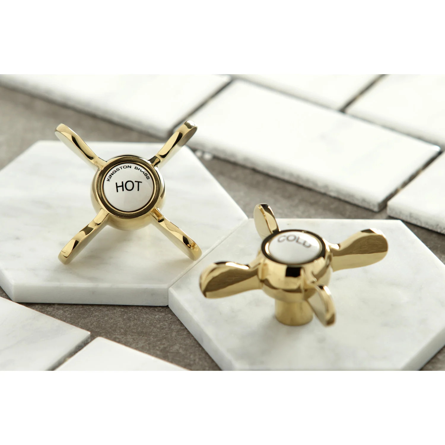 Kingston Heirloom KB1972BEX - Essex Two-Handle 3-Hole Deck Mount Widespread Bathroom Faucet with Brass Pop-Up, Polished Brass - Image 3