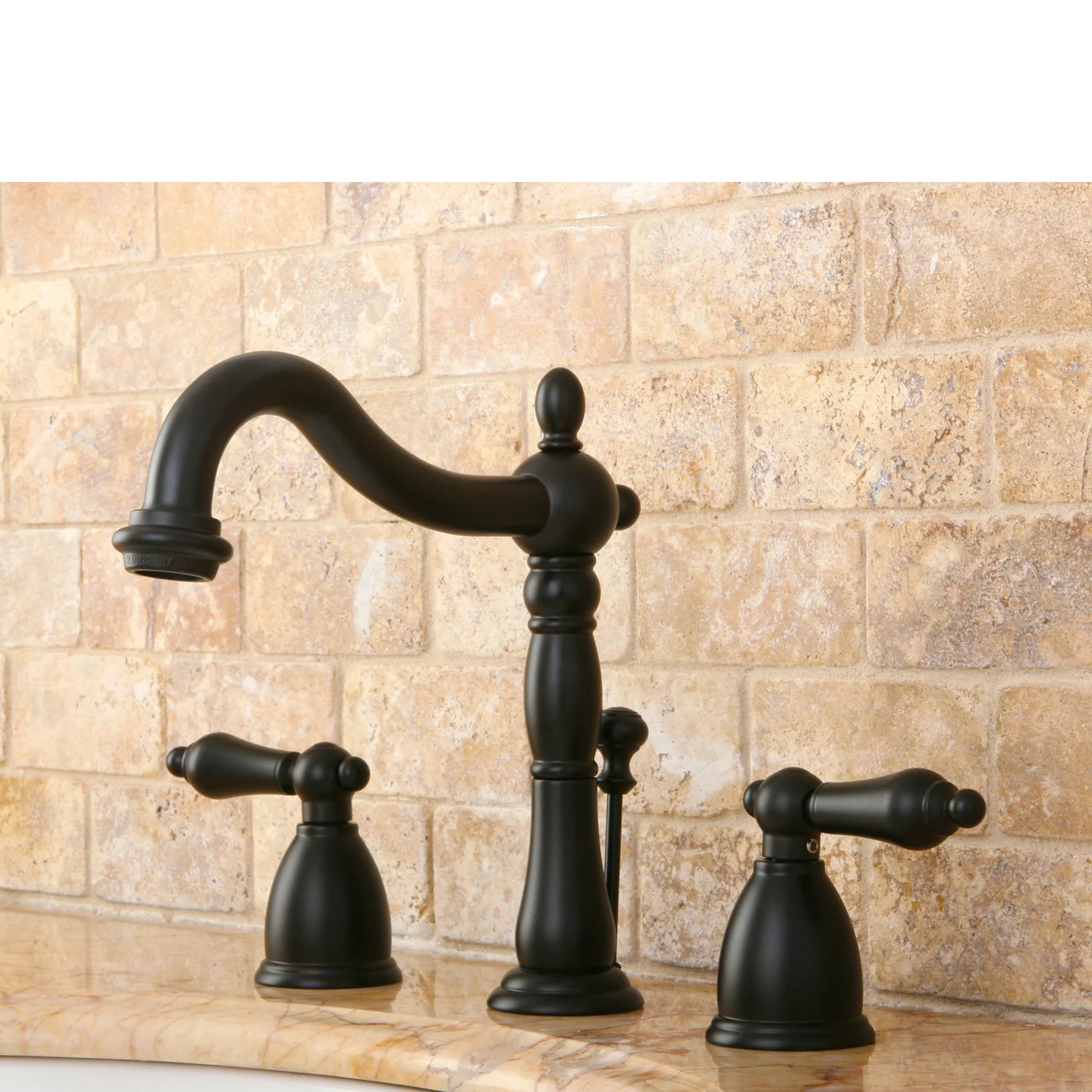 Kingston Heirloom KB1975AL - Heritage Two-Handle 3-Hole Deck Mount Widespread Bathroom Faucet with Pop-Up Drain, Oil Rubbed Bronze - Image 2