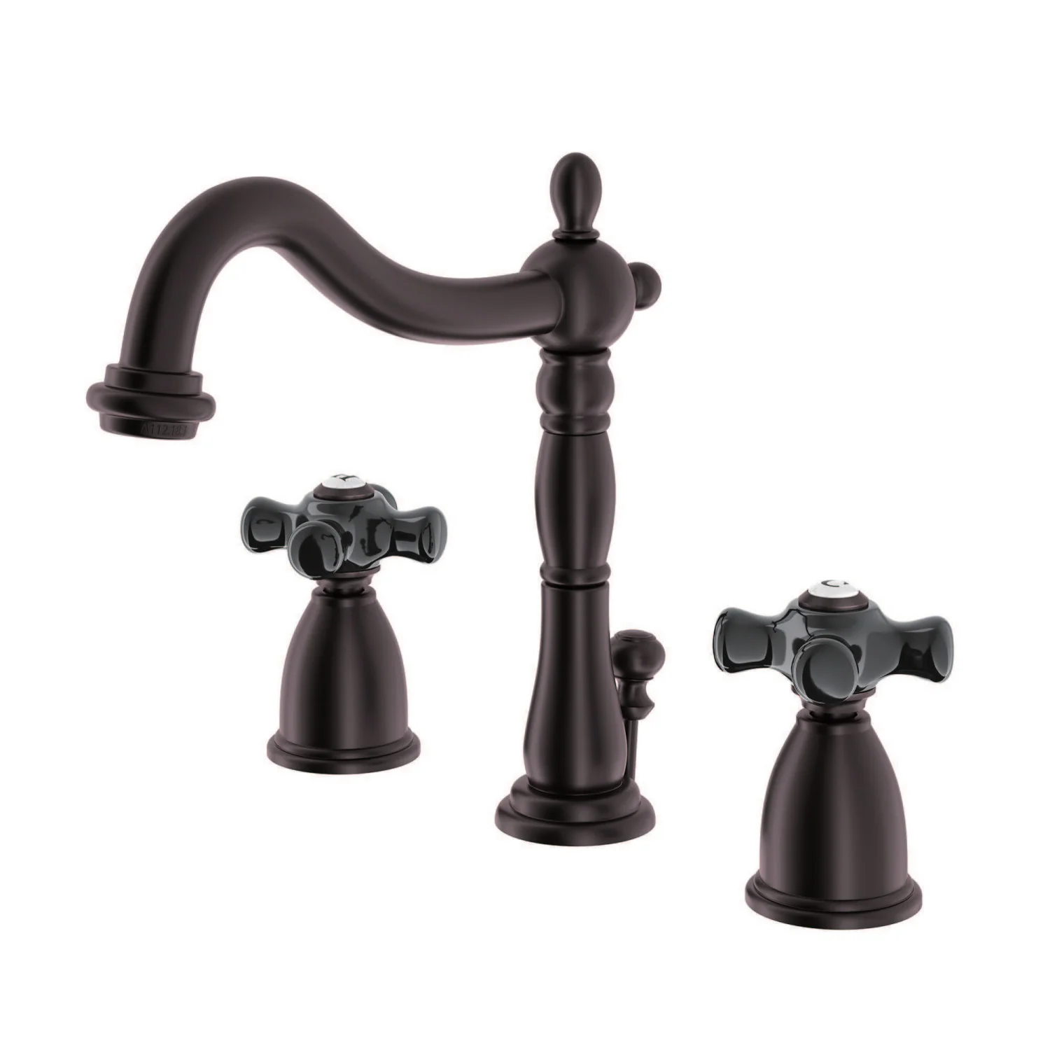Kingston Heirloom KB1975PKX - Duchess Two-Handle 3-Hole Deck Mount Widespread Bathroom Faucet with Pop-Up Drain, Oil Rubbed Bronze