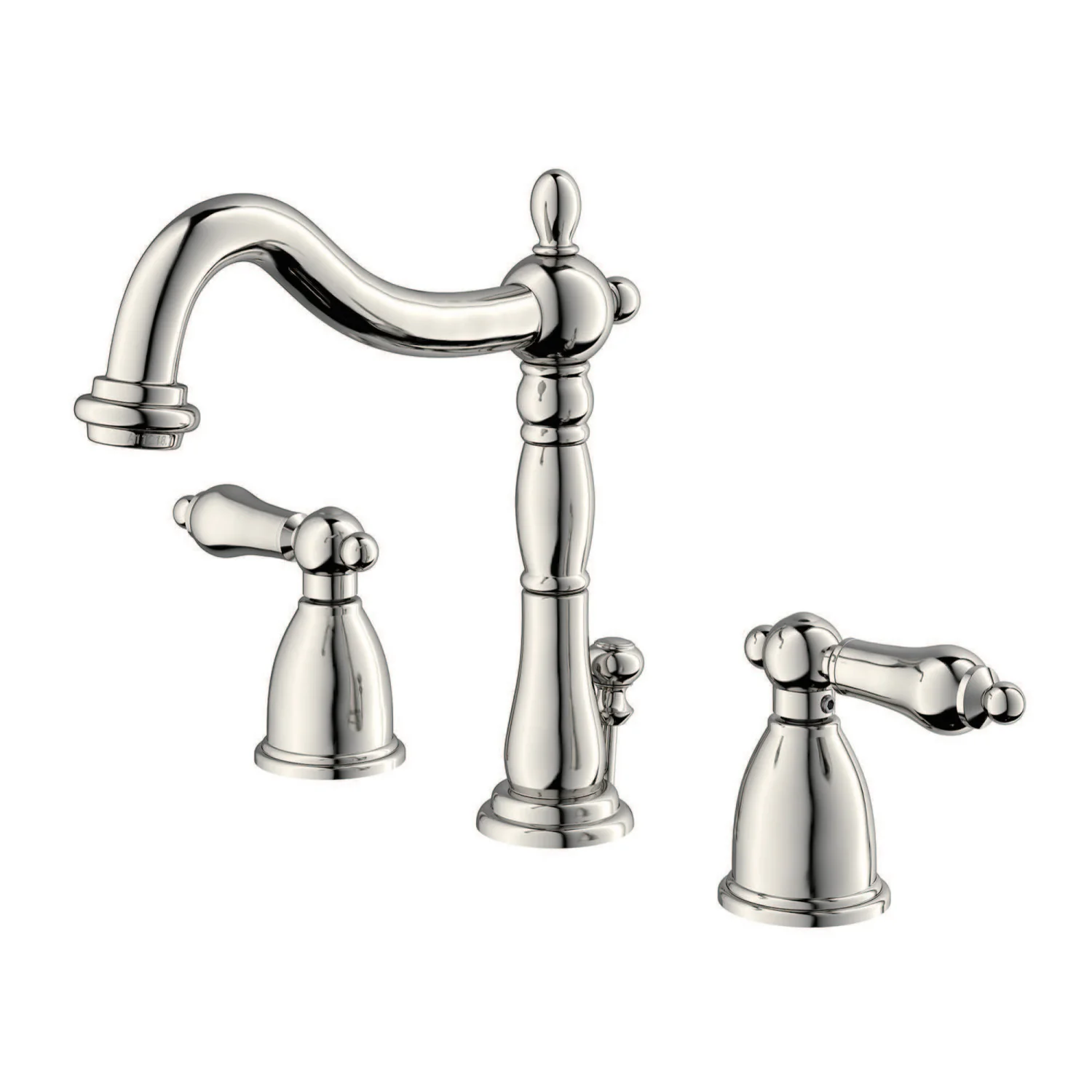 Kingston Heirloom KB1976AL - Heritage Two-Handle 3-Hole Deck Mount Widespread Bathroom Faucet with Brass Pop-Up, Polished Nickel