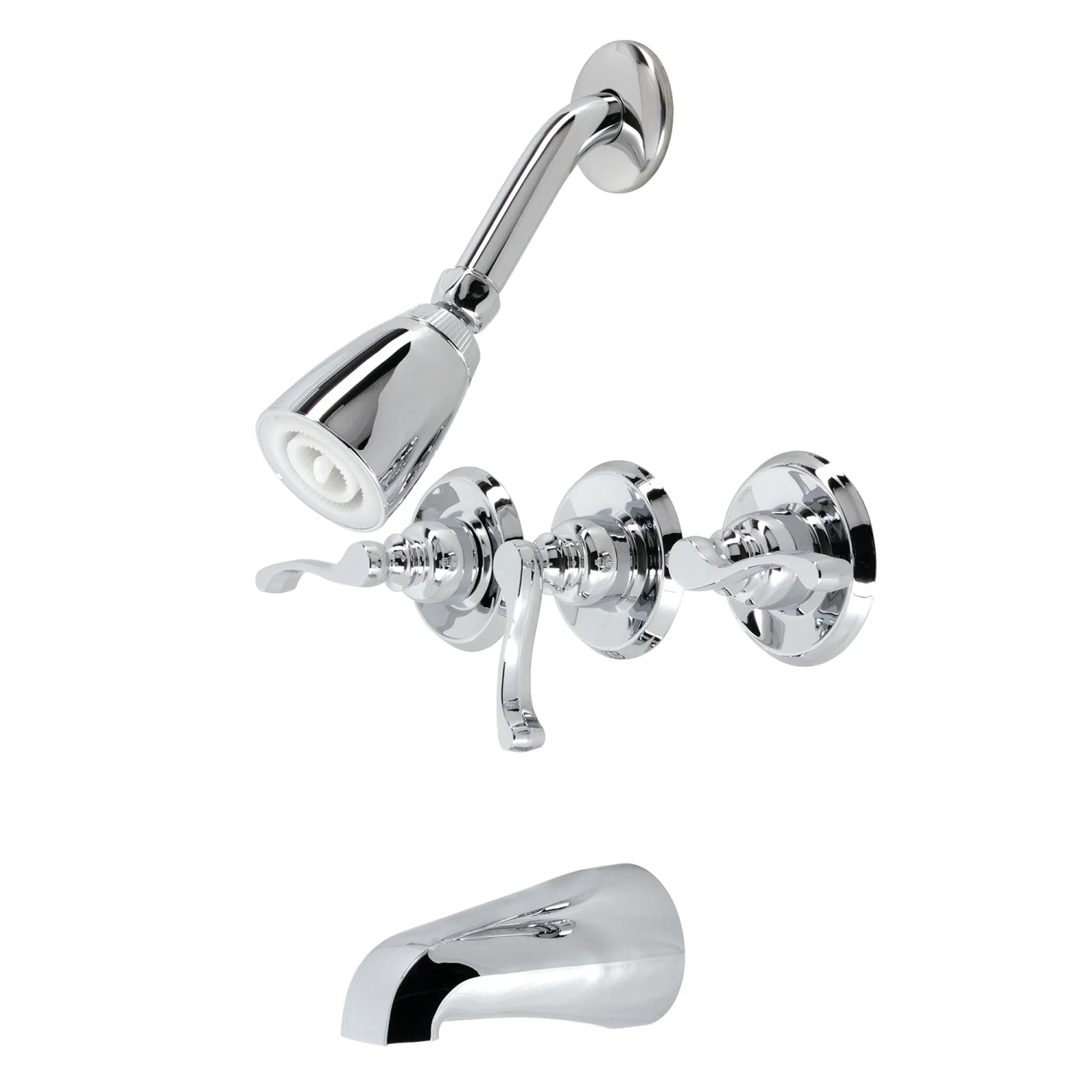 Kingston Tulare KB231FL - Royal Triple-Handle Tub and Shower Faucet, Polished Chrome