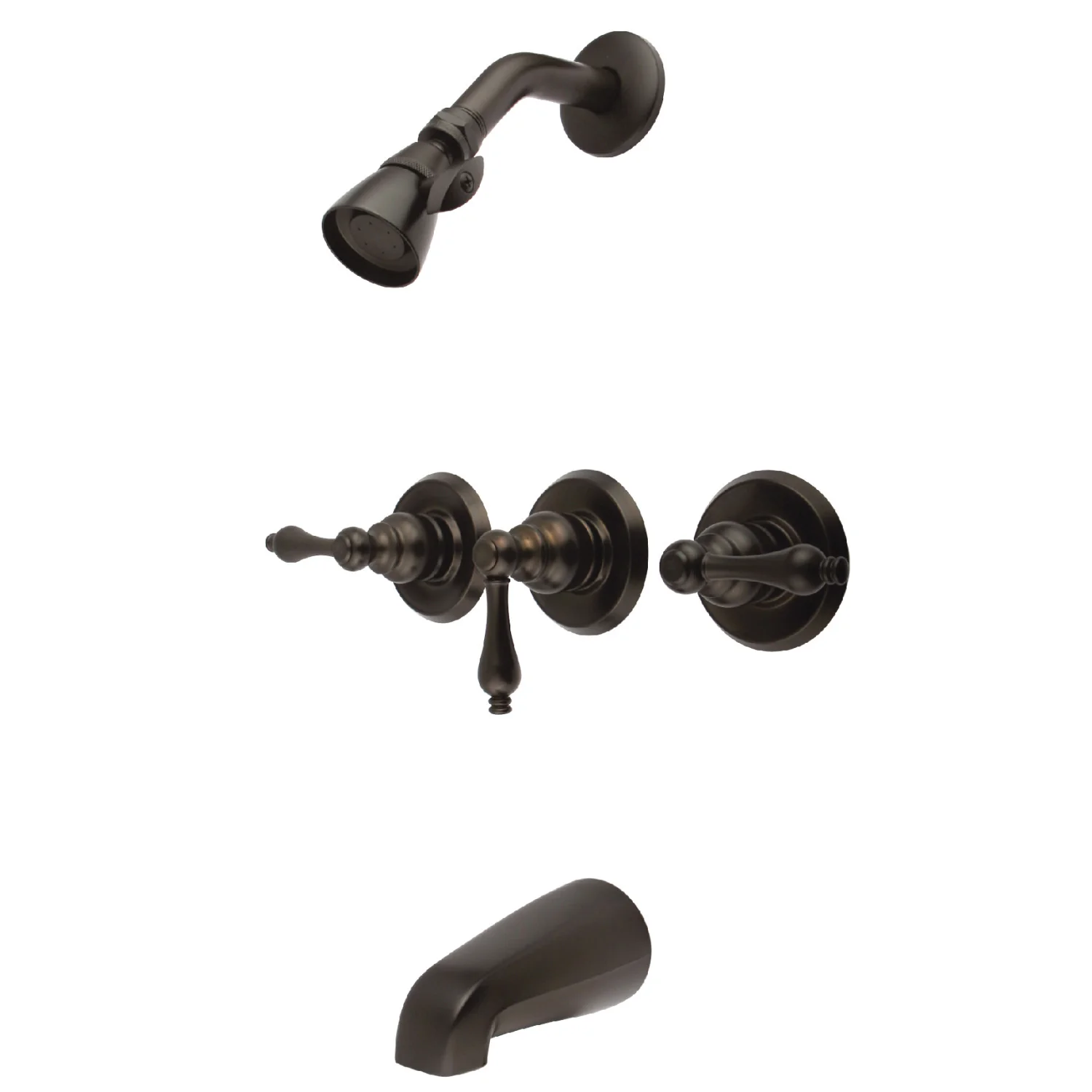 Kingston Heirloom KB235AL - Victorian Triple-Handle Tub and Shower Faucet, Oil Rubbed Bronze