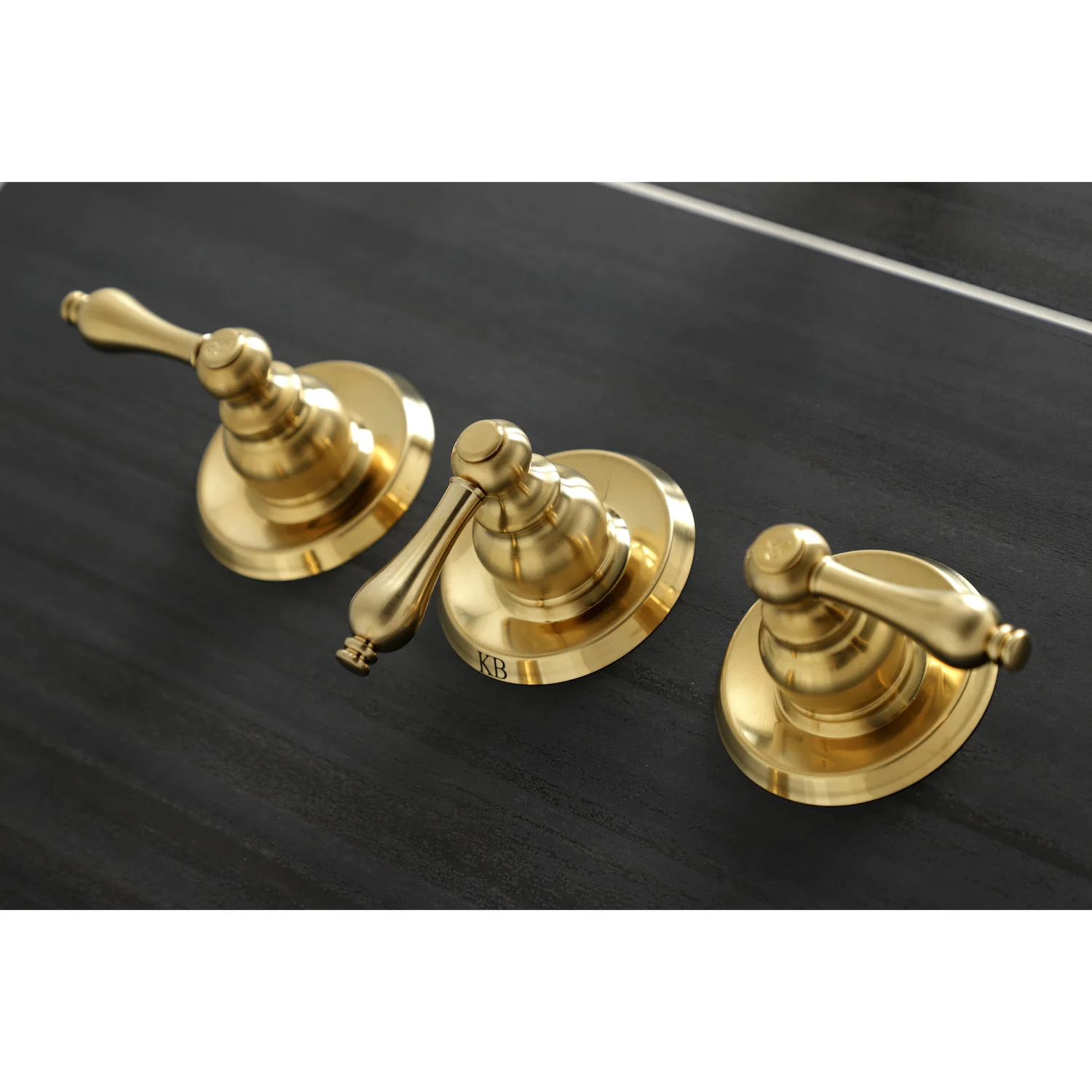 Kingston Heirloom KB237AL - Victorian Triple-Handle Tub and Shower Faucet, Brushed Brass - Image 3