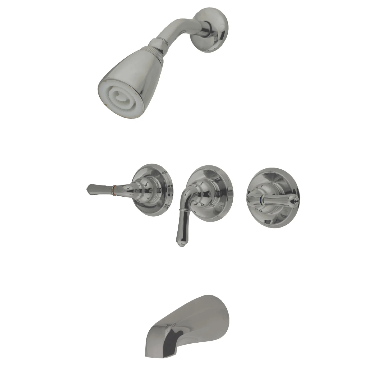 Kingston Tulare KB238 - Magellan Triple-Handle Tub and Shower Faucet, Brushed Nickel