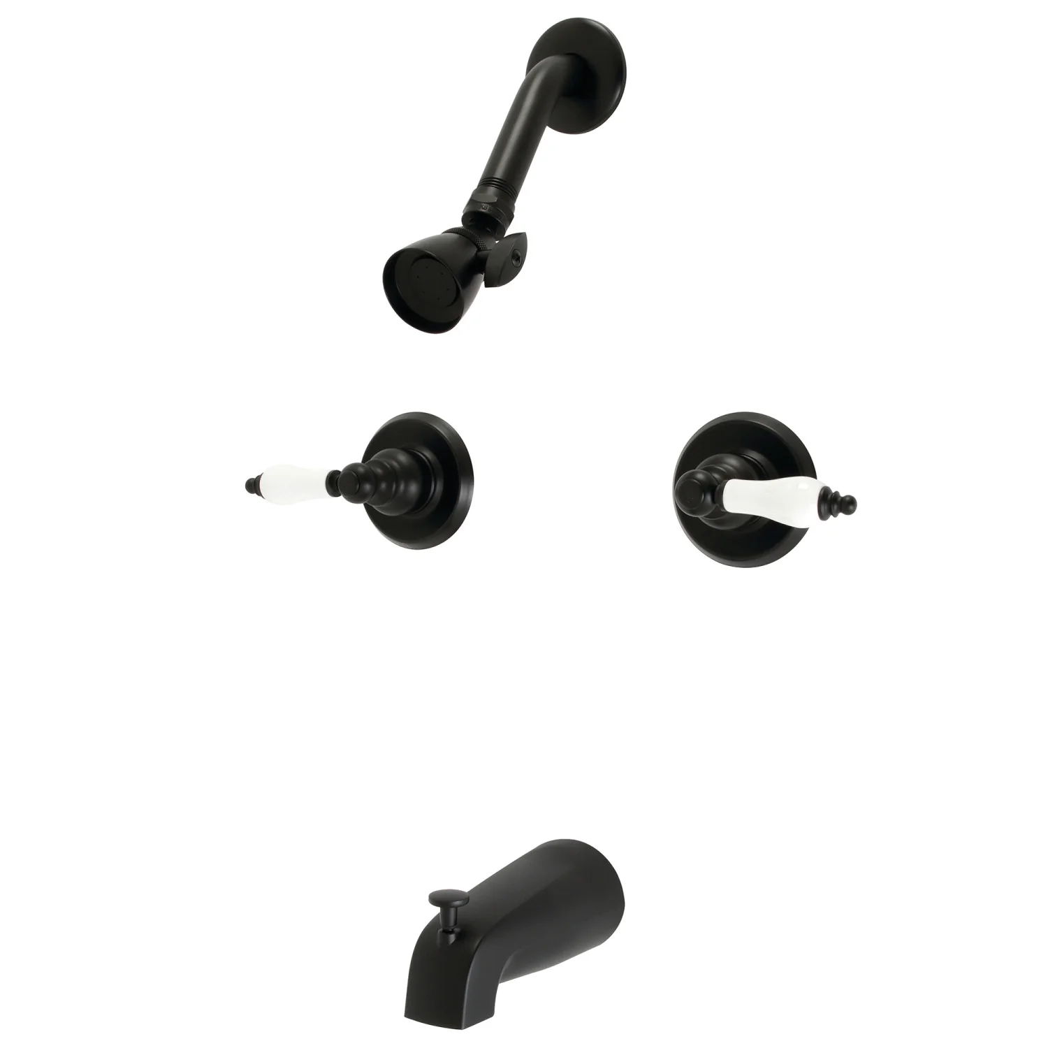 Kingston Heirloom KB240PL - Victorian Double-Handle Tub and Shower Faucet, Matte Black