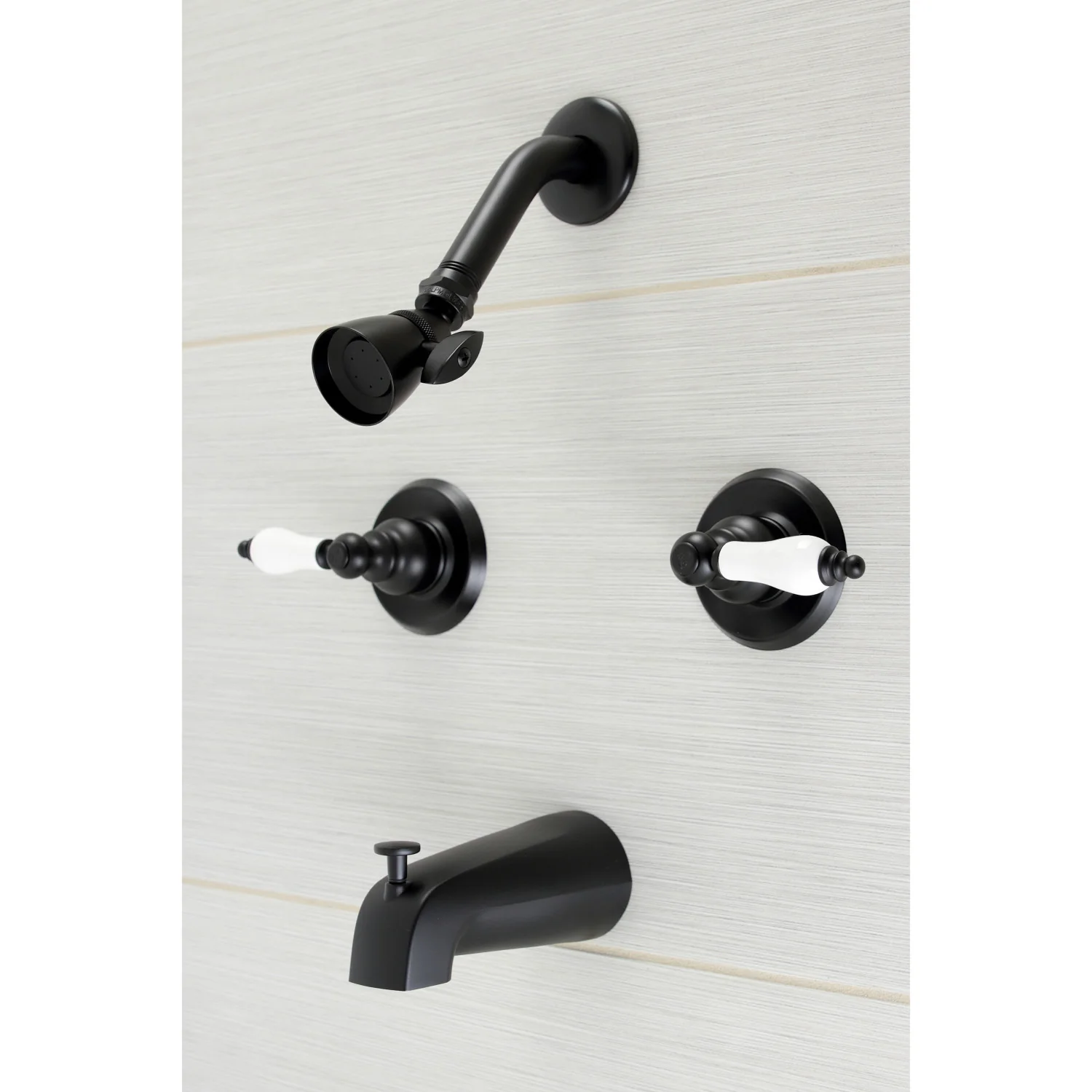 Kingston Heirloom KB240PL - Victorian Double-Handle Tub and Shower Faucet, Matte Black - Image 2