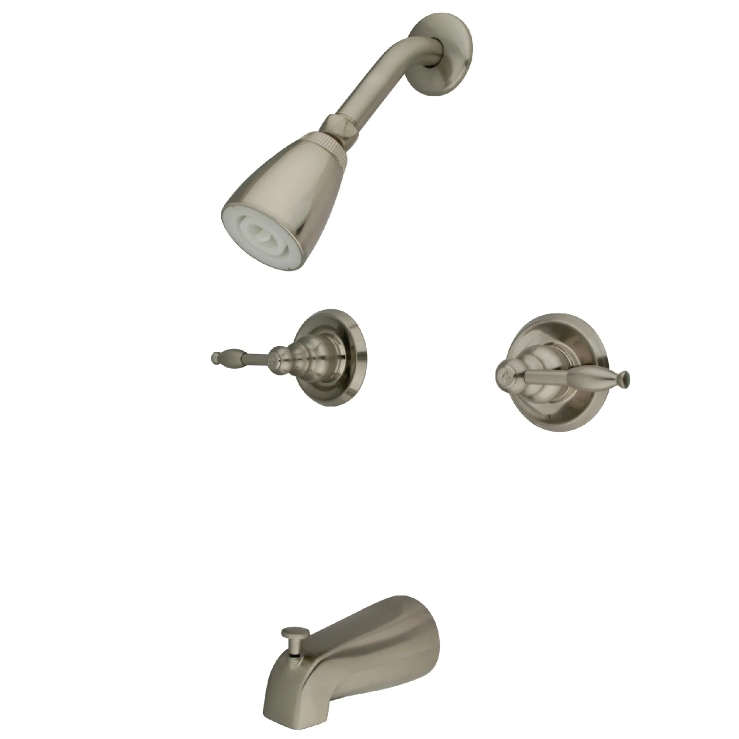 Kingston Heirloom KB248KL - Knight Double-Handle Tub and Shower Faucet, Brushed Nickel