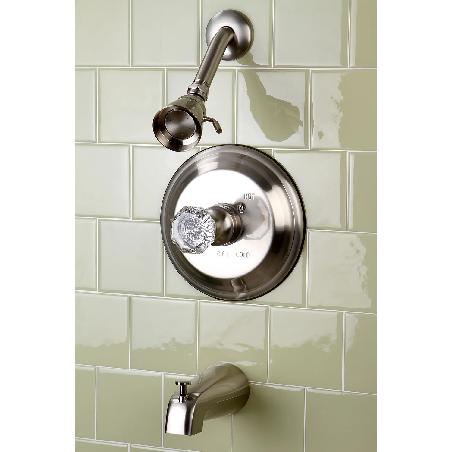 Kingston Heirloom KB2638WCL - Celebrity Single-Handle Pressure Balanced Tub and Shower Faucet, Brushed Nickel - Image 2