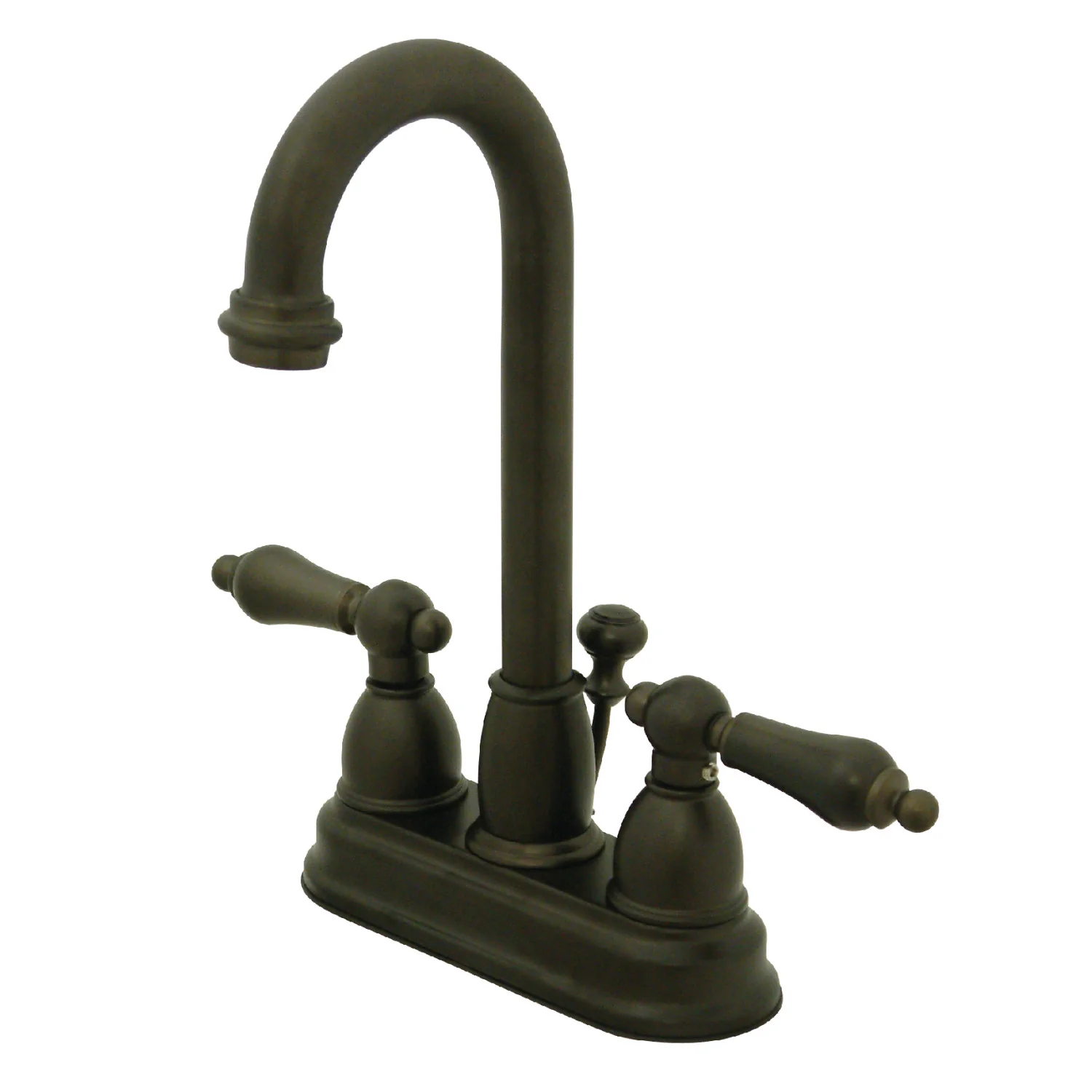 Kingston Heirloom KB3615AL - Restoration Double-Handle 3-Hole Deck Mount 4-Inch Centerset Bathroom Faucet with Pop-Up Drain, Oil Rubbed Bronze