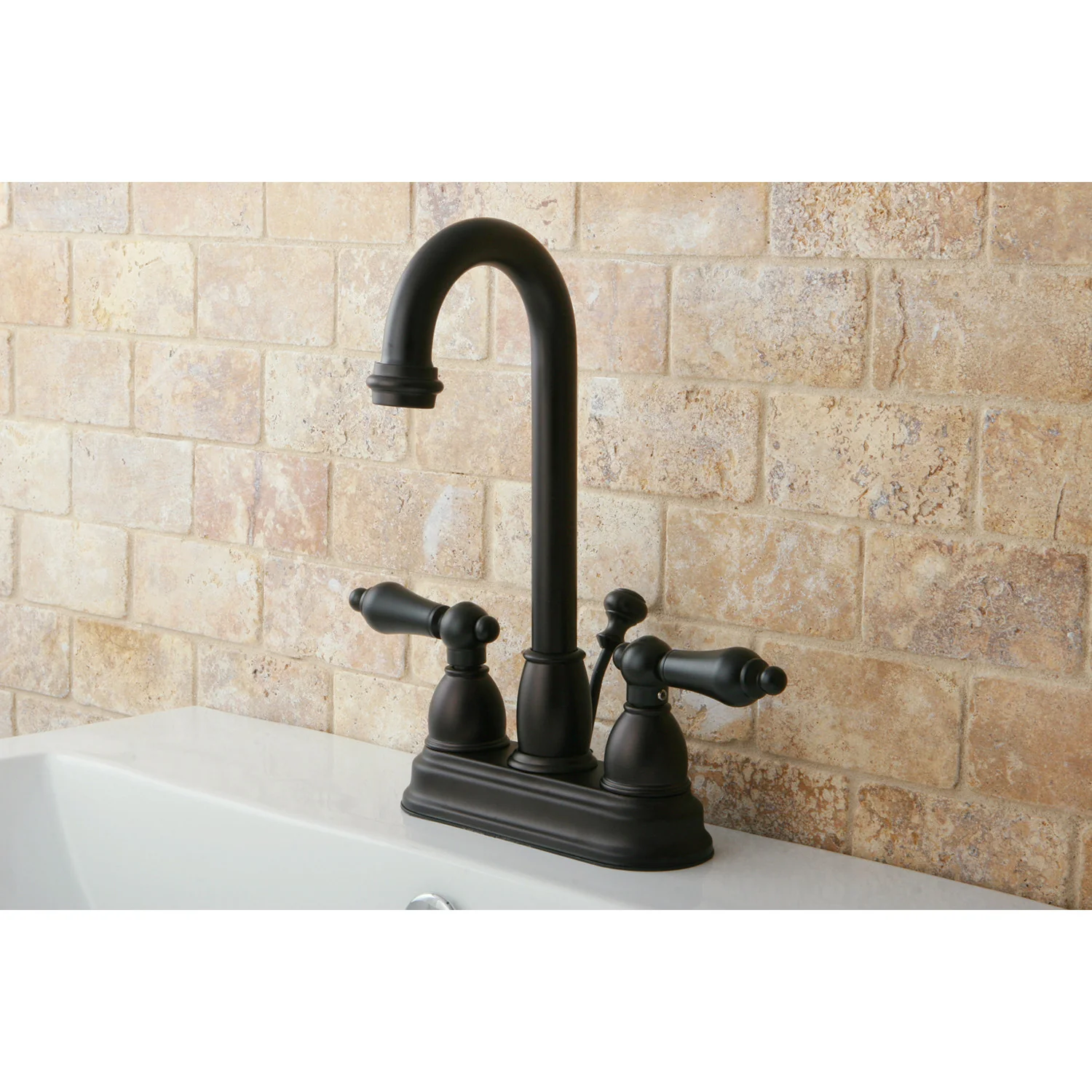 Kingston Heirloom KB3615AL - Restoration Double-Handle 3-Hole Deck Mount 4-Inch Centerset Bathroom Faucet with Pop-Up Drain, Oil Rubbed Bronze - Image 6