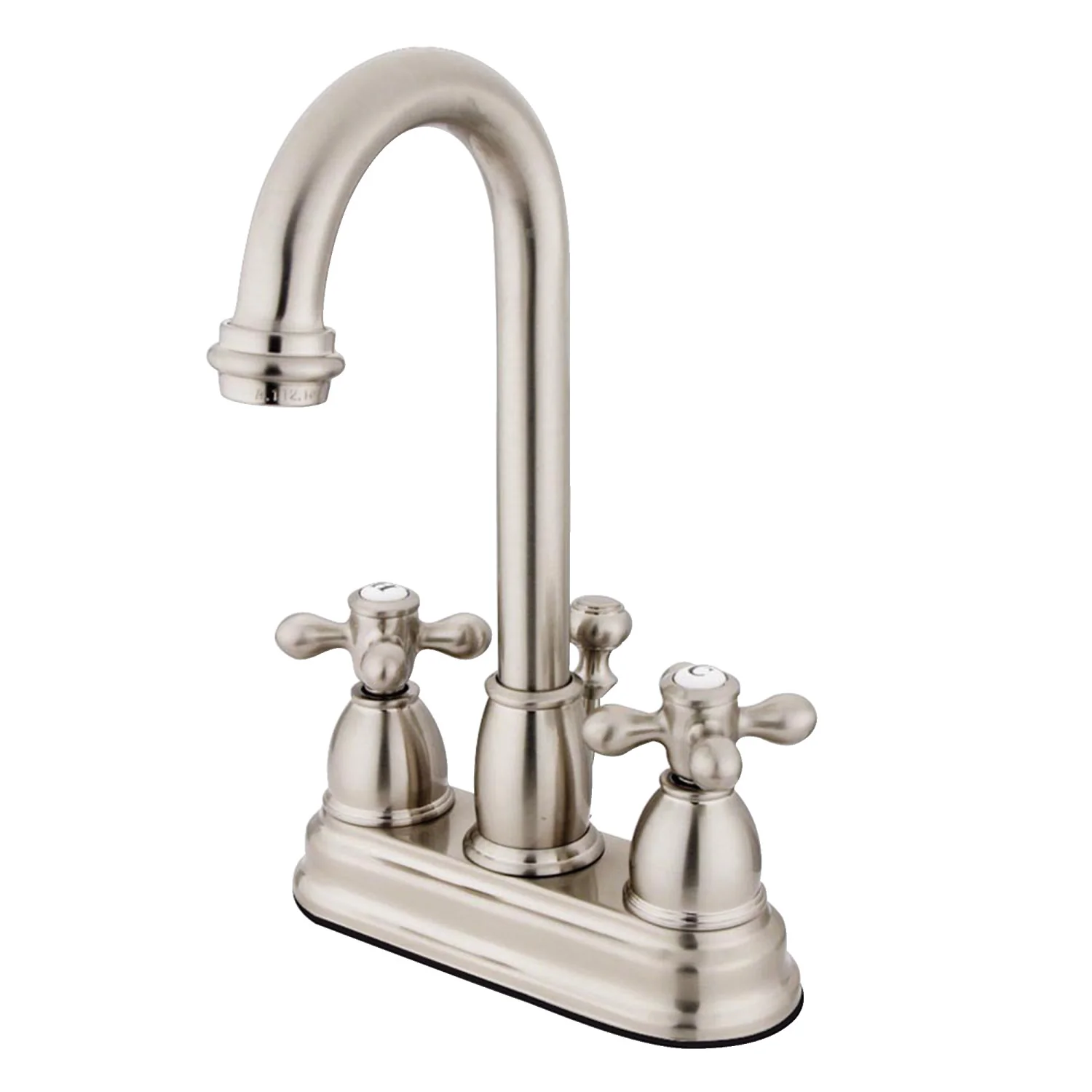 Kingston Heirloom KB3618AX - Restoration Double-Handle 3-Hole Deck Mount 4-Inch Centerset Bathroom Faucet with Pop-Up Drain, Brushed Nickel