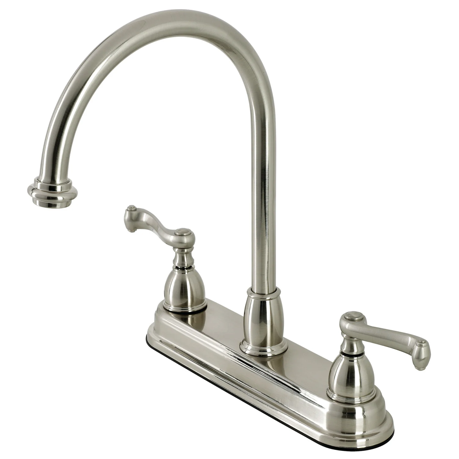 Kingston Tulare KB3748FL Two-Handle 3-Hole 8" Centerset Kitchen Faucet, Brushed Nickel