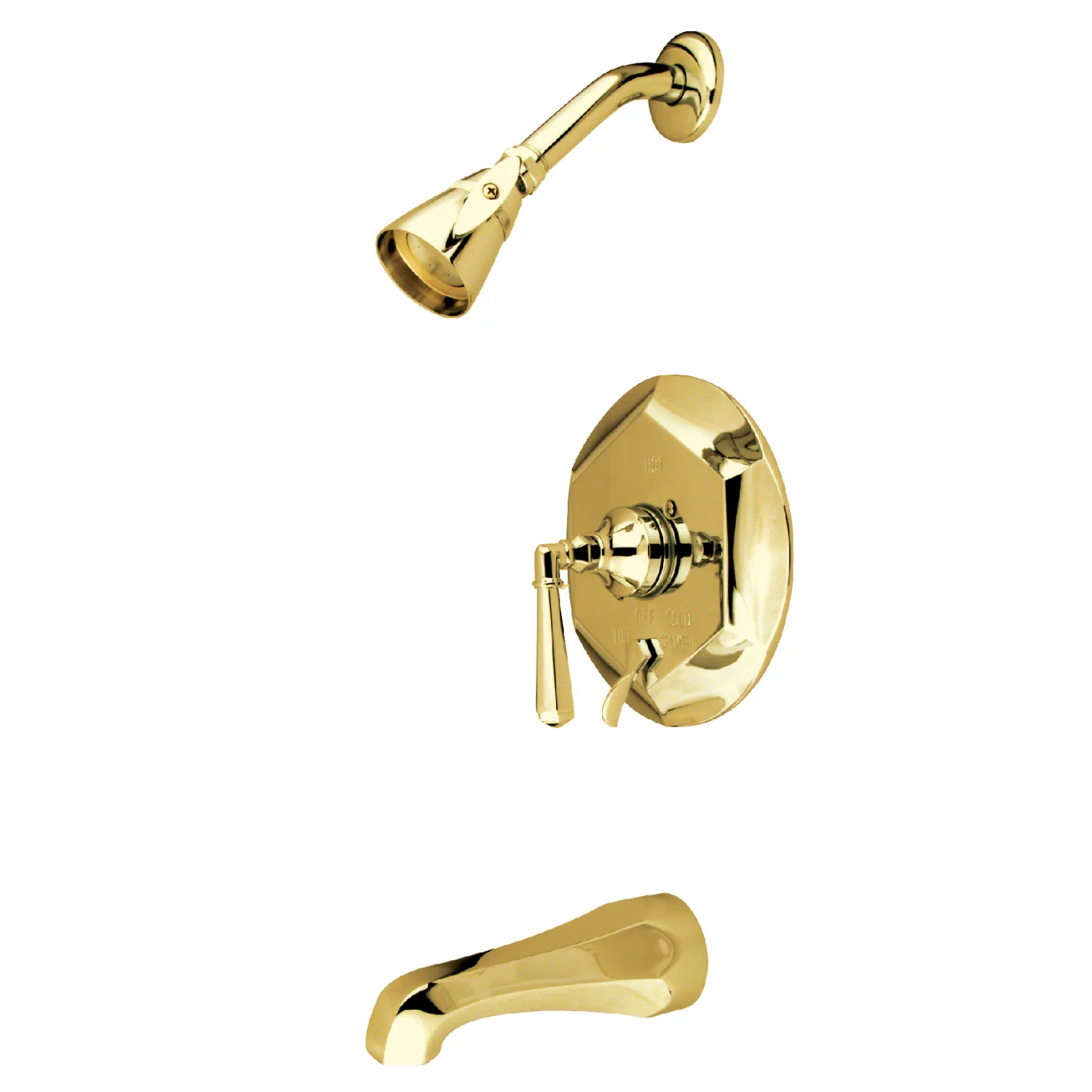 Kingston Tulare KB46320HL Single-Handle Pressure Balanced Tub and Shower Faucet, Polished Brass