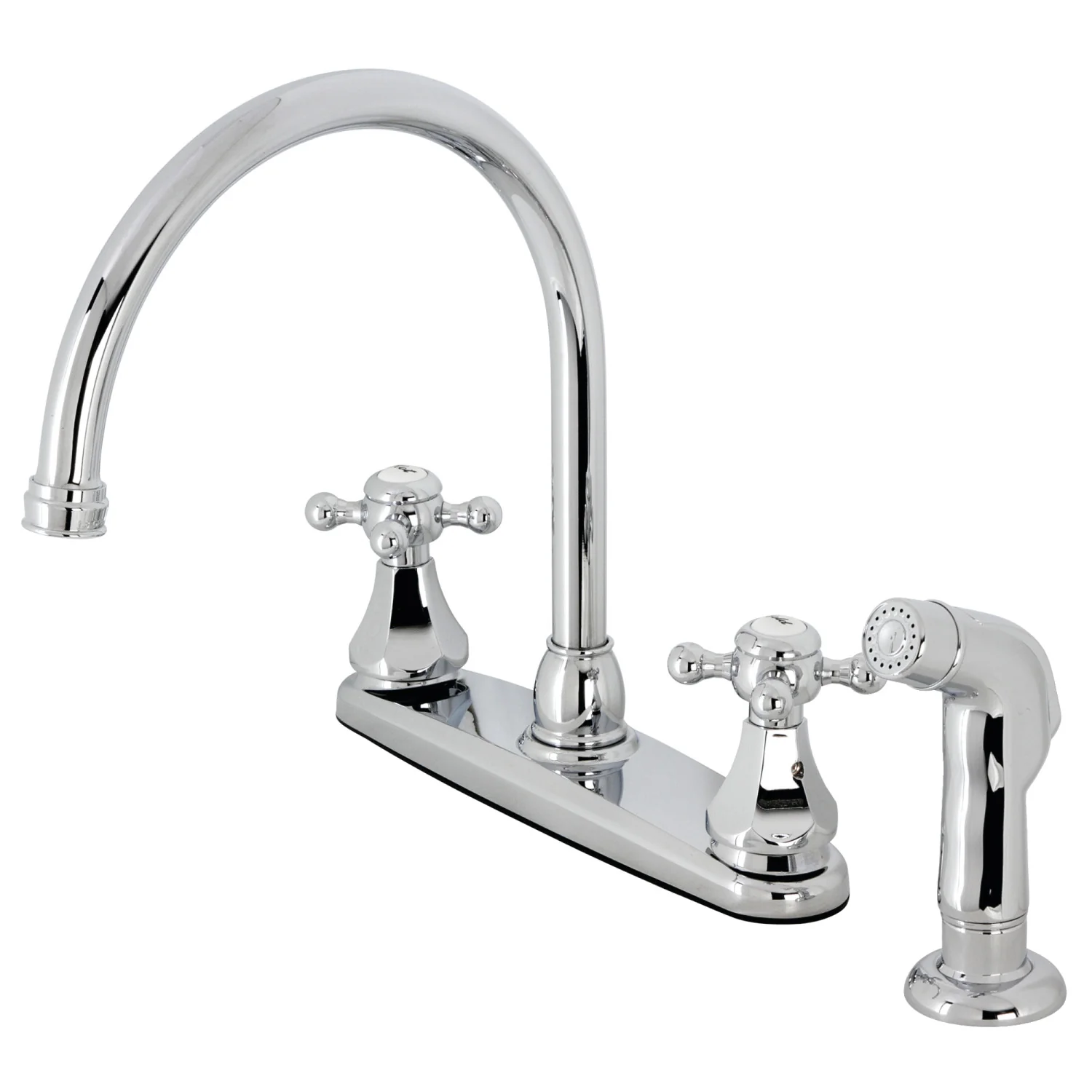 Kingston Heirloom KB4721BXSP - Metropolitan Two-Handle 4-Hole 8" Centerset Kitchen Faucet with Side Sprayer, Polished Chrome