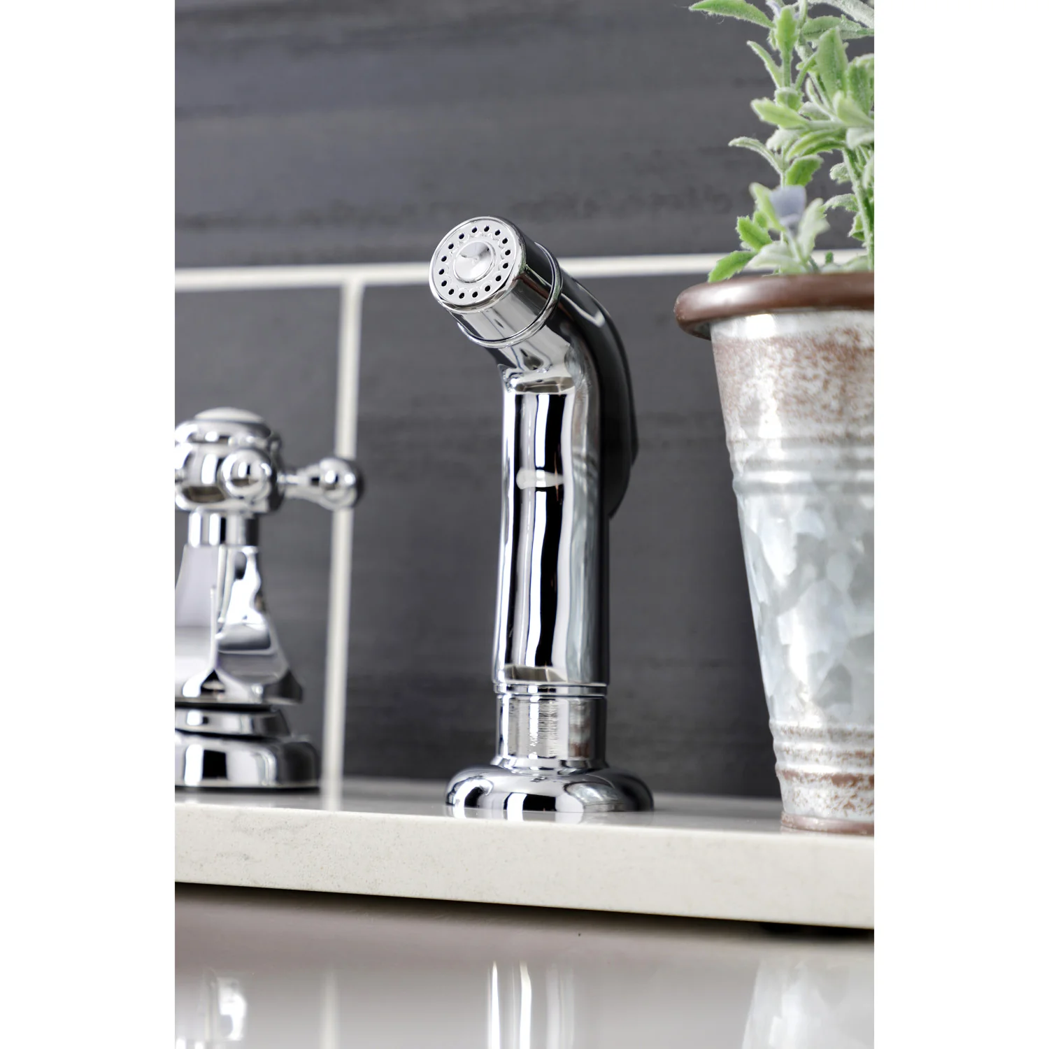 Kingston Heirloom KB4721BXSP - Metropolitan Two-Handle 4-Hole 8" Centerset Kitchen Faucet with Side Sprayer, Polished Chrome - Image 3