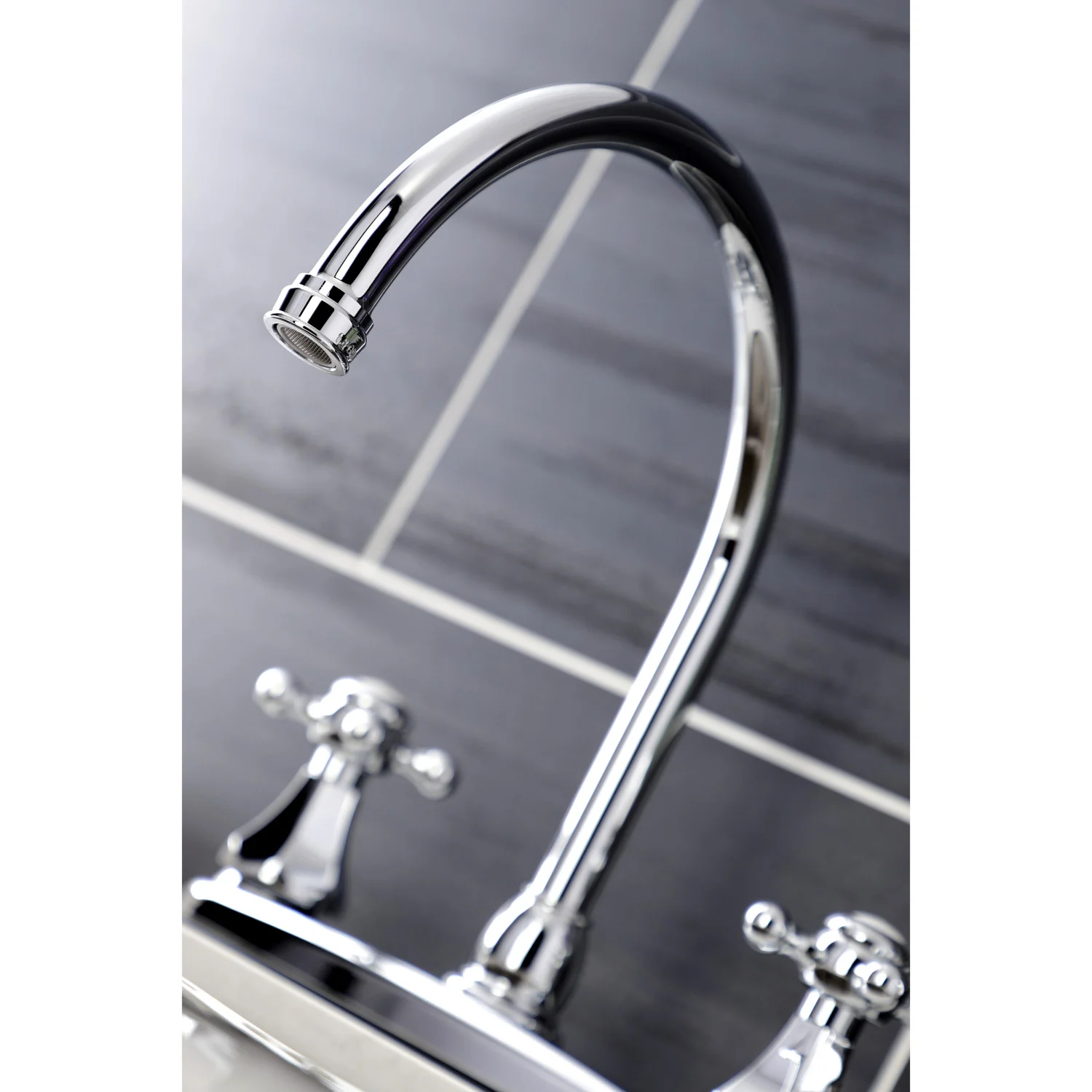 Kingston Heirloom KB4721BXSP - Metropolitan Two-Handle 4-Hole 8" Centerset Kitchen Faucet with Side Sprayer, Polished Chrome - Image 6
