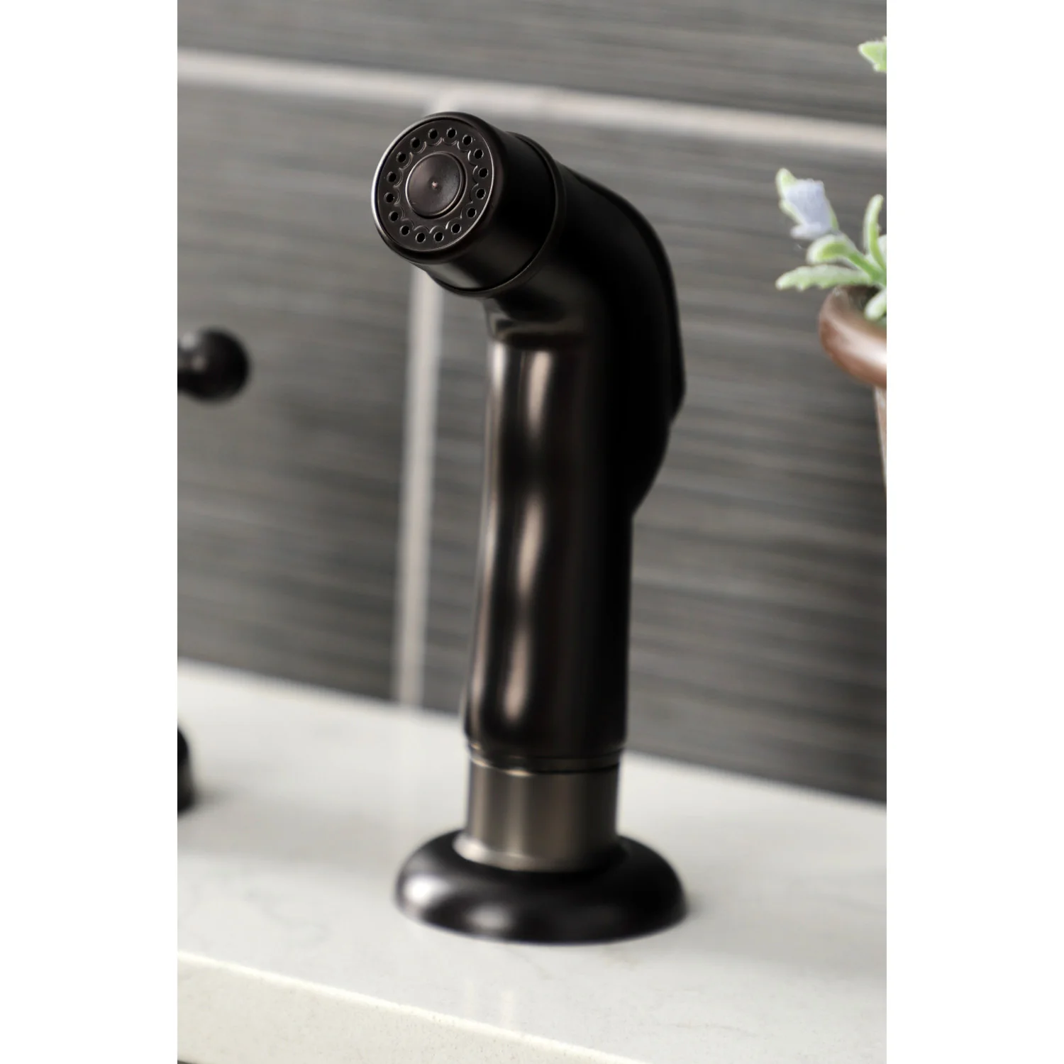 Kingston Heirloom KB4725BXSP - Metropolitan Two-Handle 4-Hole 8" Centerset Kitchen Faucet with Side Sprayer, Oil Rubbed Bronze - Image 2