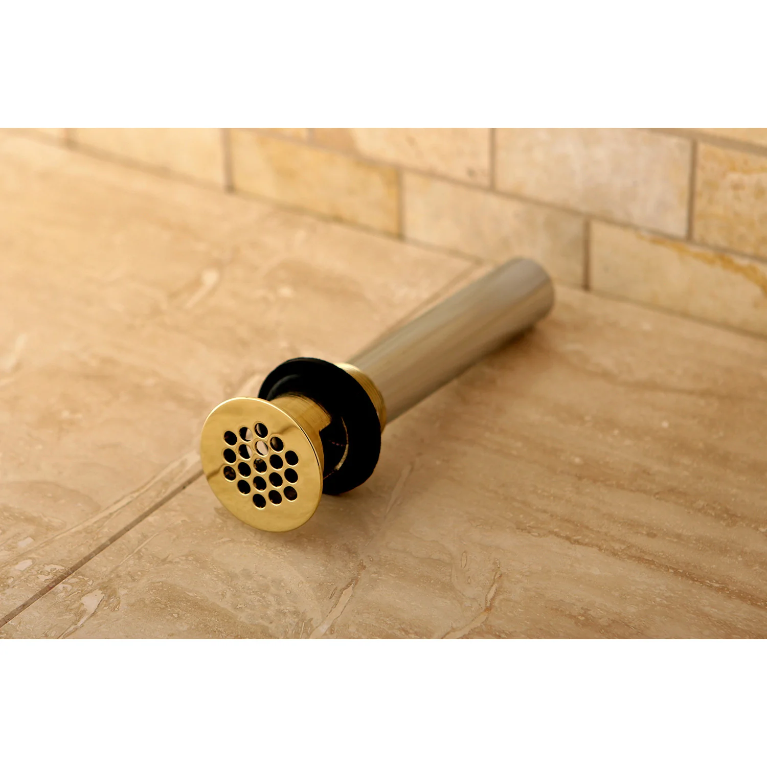 Kingston Trimscape KB5002 Brass Grid Bathroom Sink Drain with Overflow, 17 Gauge, Polished Brass - Image 2