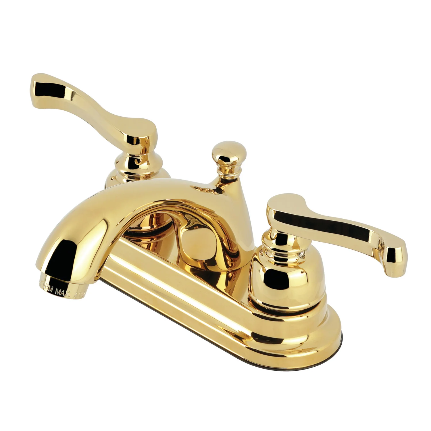 Kingston Tulare KB5602FL - Royale Double-Handle 3-Hole Deck Mount 4-Inch Centerset Bathroom Faucet with Pop-Up Drain, Polished Brass