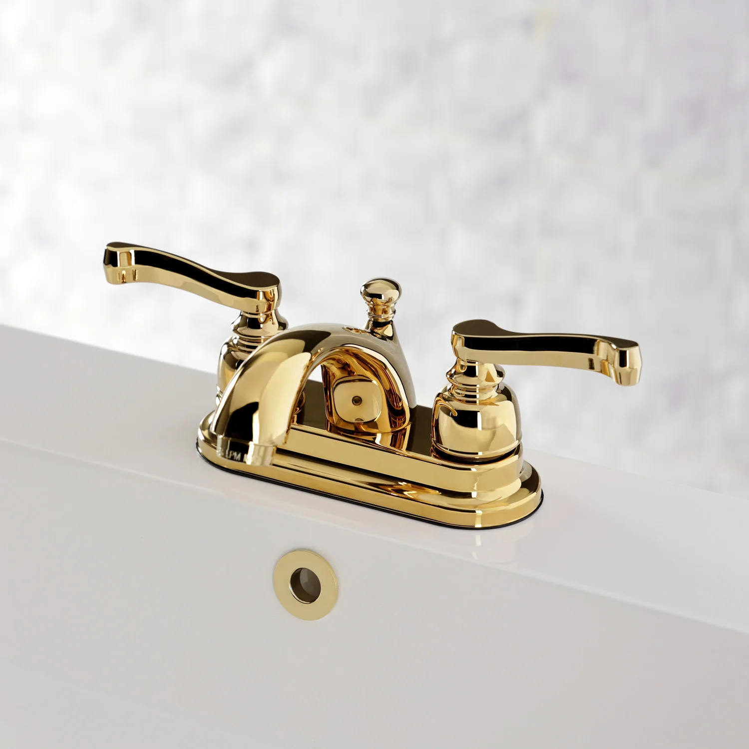 Kingston Tulare KB5602FL - Royale Double-Handle 3-Hole Deck Mount 4-Inch Centerset Bathroom Faucet with Pop-Up Drain, Polished Brass - Image 2