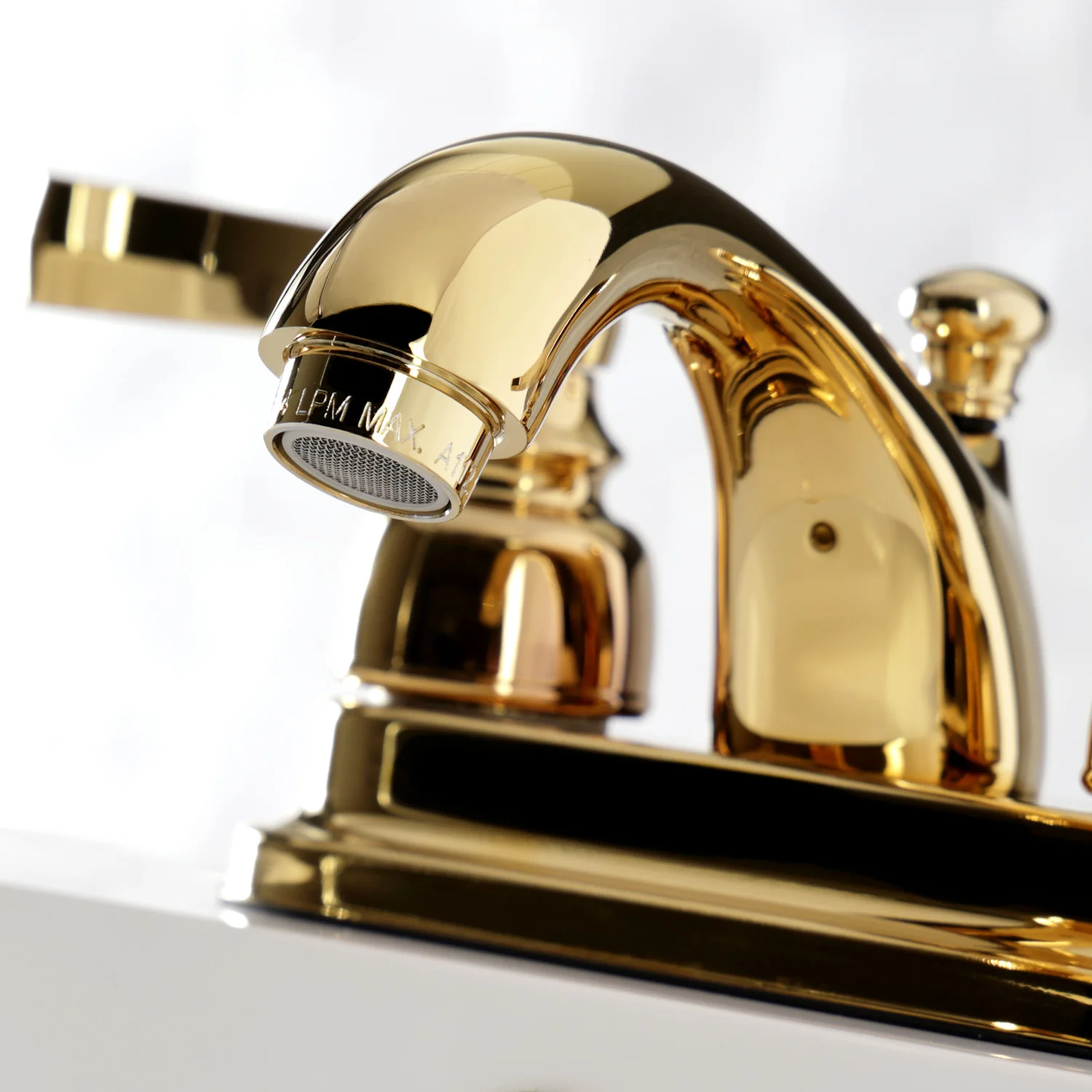Kingston Tulare KB5602FL - Royale Double-Handle 3-Hole Deck Mount 4-Inch Centerset Bathroom Faucet with Pop-Up Drain, Polished Brass - Image 4