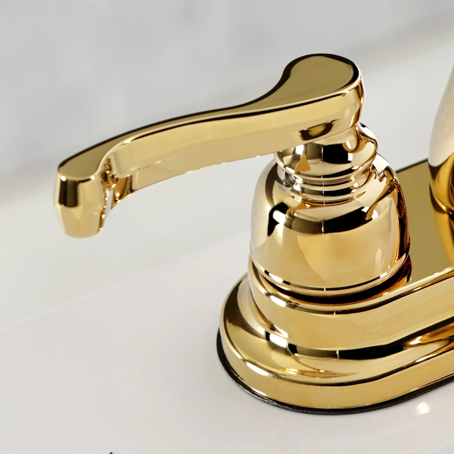 Kingston Tulare KB5602FL - Royale Double-Handle 3-Hole Deck Mount 4-Inch Centerset Bathroom Faucet with Pop-Up Drain, Polished Brass - Image 7