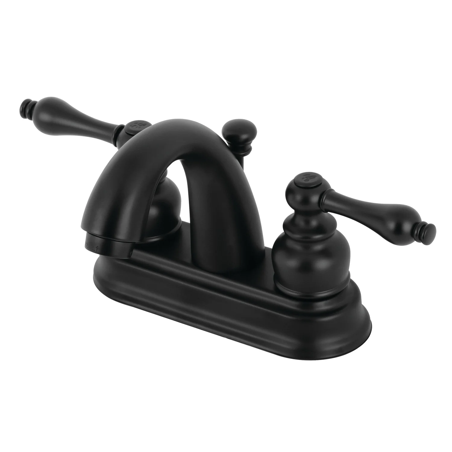 Kingston Heirloom KB5610AL - Restoration Double-Handle 3-Hole Deck Mount 4-Inch Centerset Bathroom Faucet with Pop-Up Drain, Matte Black