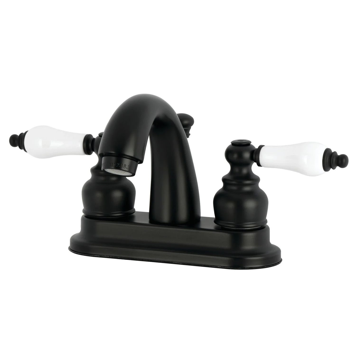 Kingston Heirloom KB5610PL - Restoration Double-Handle 3-Hole Deck Mount 4-Inch Centerset Bathroom Faucet with Pop-Up Drain, Matte Black