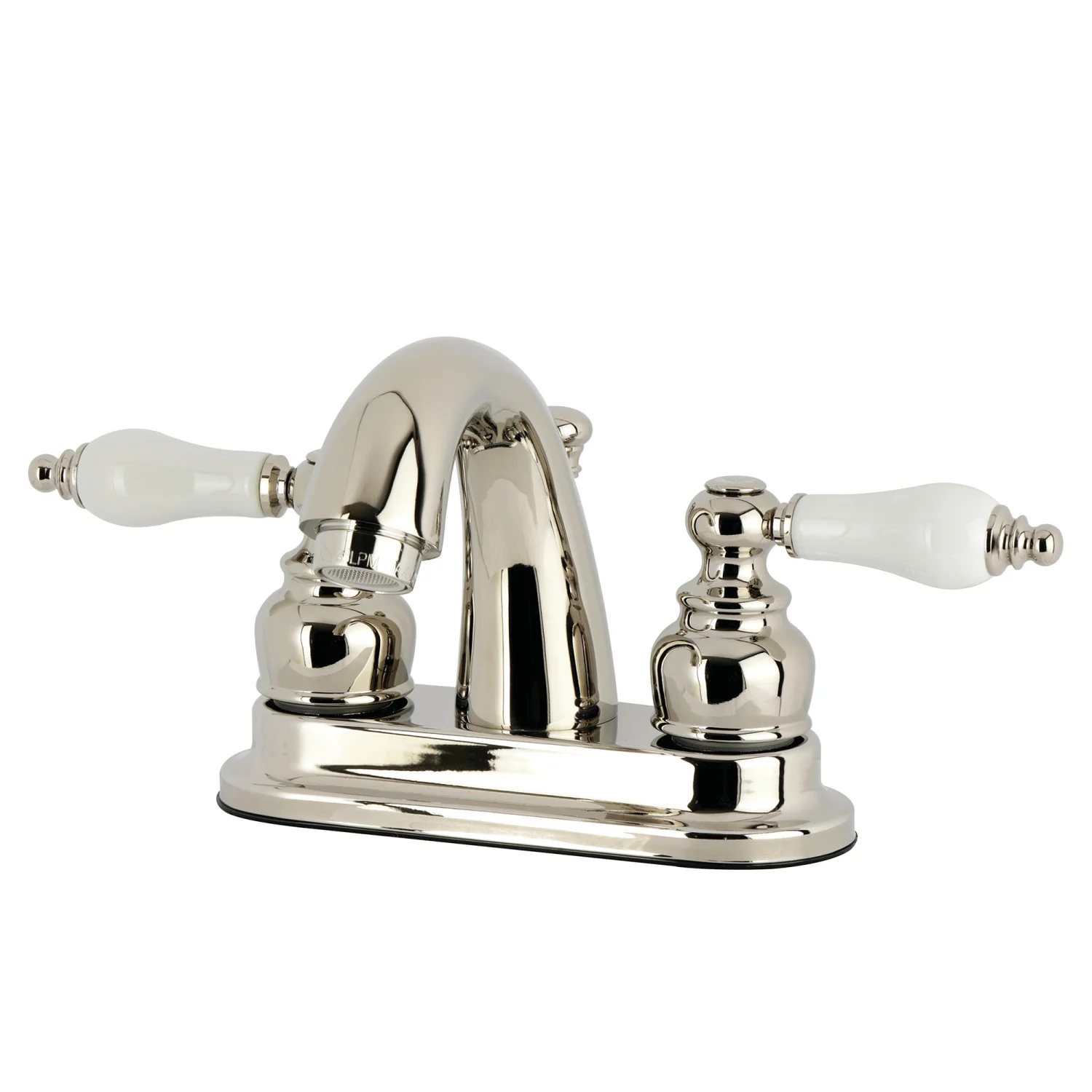 Kingston Heirloom KB5616PL - Restoration Double-Handle 3-Hole Deck Mount 4-Inch Centerset Bathroom Faucet with Pop-Up Drain, Polished Nickel