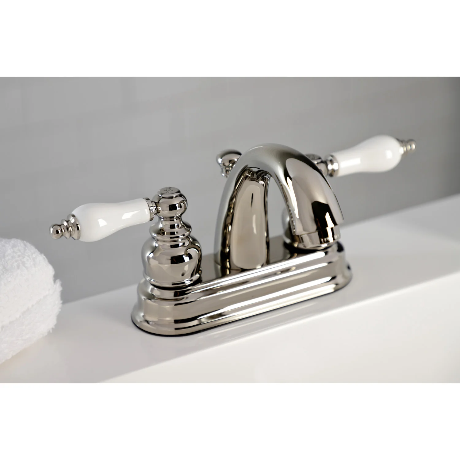 Kingston Heirloom KB5616PL - Restoration Double-Handle 3-Hole Deck Mount 4-Inch Centerset Bathroom Faucet with Pop-Up Drain, Polished Nickel - Image 4