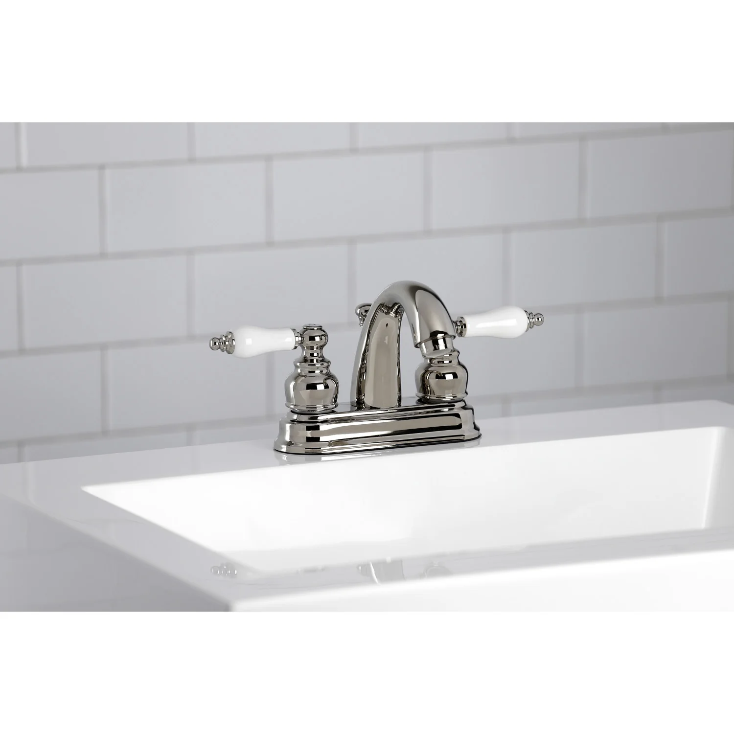 Kingston Heirloom KB5616PL - Restoration Double-Handle 3-Hole Deck Mount 4-Inch Centerset Bathroom Faucet with Pop-Up Drain, Polished Nickel - Image 9