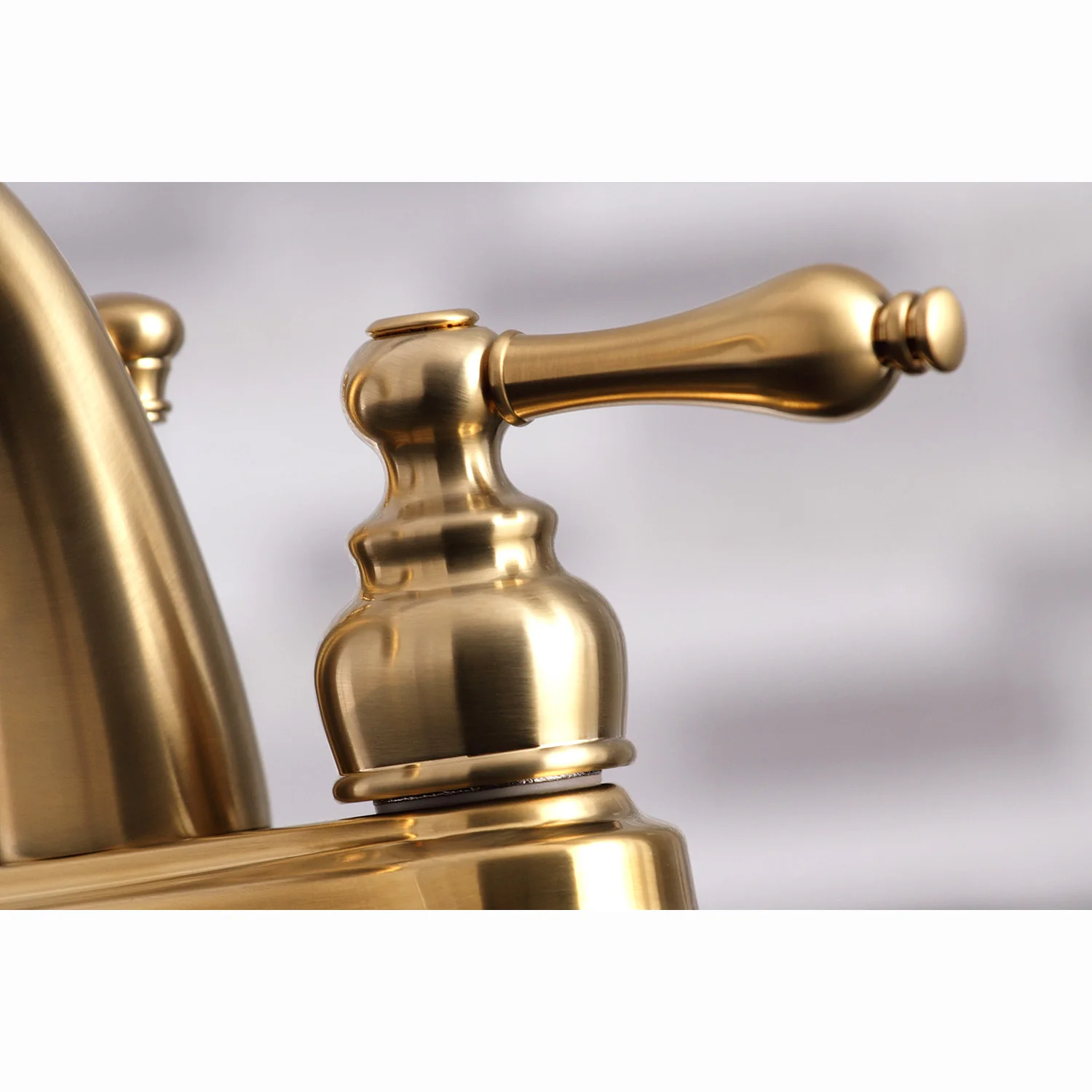 Kingston Heirloom KB5617AL - Restoration Double-Handle 3-Hole Deck Mount 4-Inch Centerset Bathroom Faucet with Pop-Up Drain, Brushed Brass - Image 3