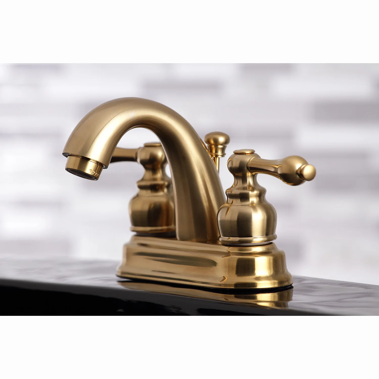Kingston Heirloom KB5617AL - Restoration Double-Handle 3-Hole Deck Mount 4-Inch Centerset Bathroom Faucet with Pop-Up Drain, Brushed Brass - Image 8