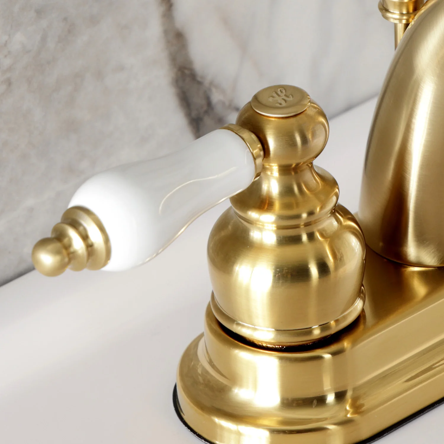 Kingston Heirloom KB5617PL - Restoration Double-Handle 3-Hole Deck Mount 4-Inch Centerset Bathroom Faucet with Pop-Up Drain, Brushed Brass - Image 7