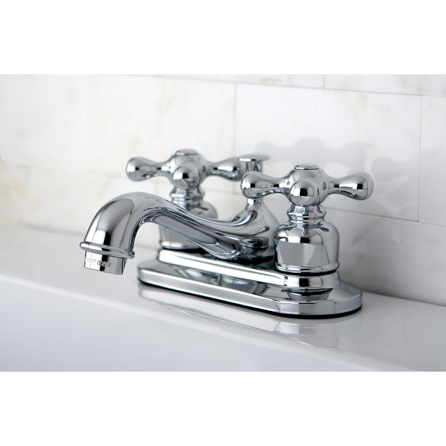 Kingston Heirloom KB601AX - Restoration Double-Handle 3-Hole Deck Mount 4-Inch Centerset Bathroom Faucet with Pop-Up Drain, Polished Chrome - Image 2
