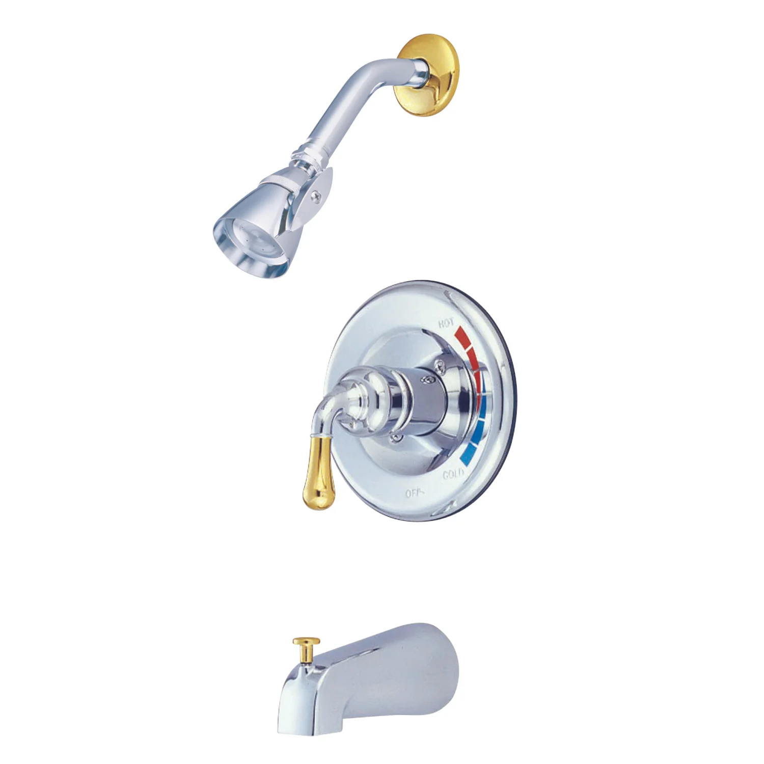 Kingston Tulare KB634 - Magellan Single-Handle Pressure Balanced Tub and Shower Faucet, Polished Chrome/Polished Brass