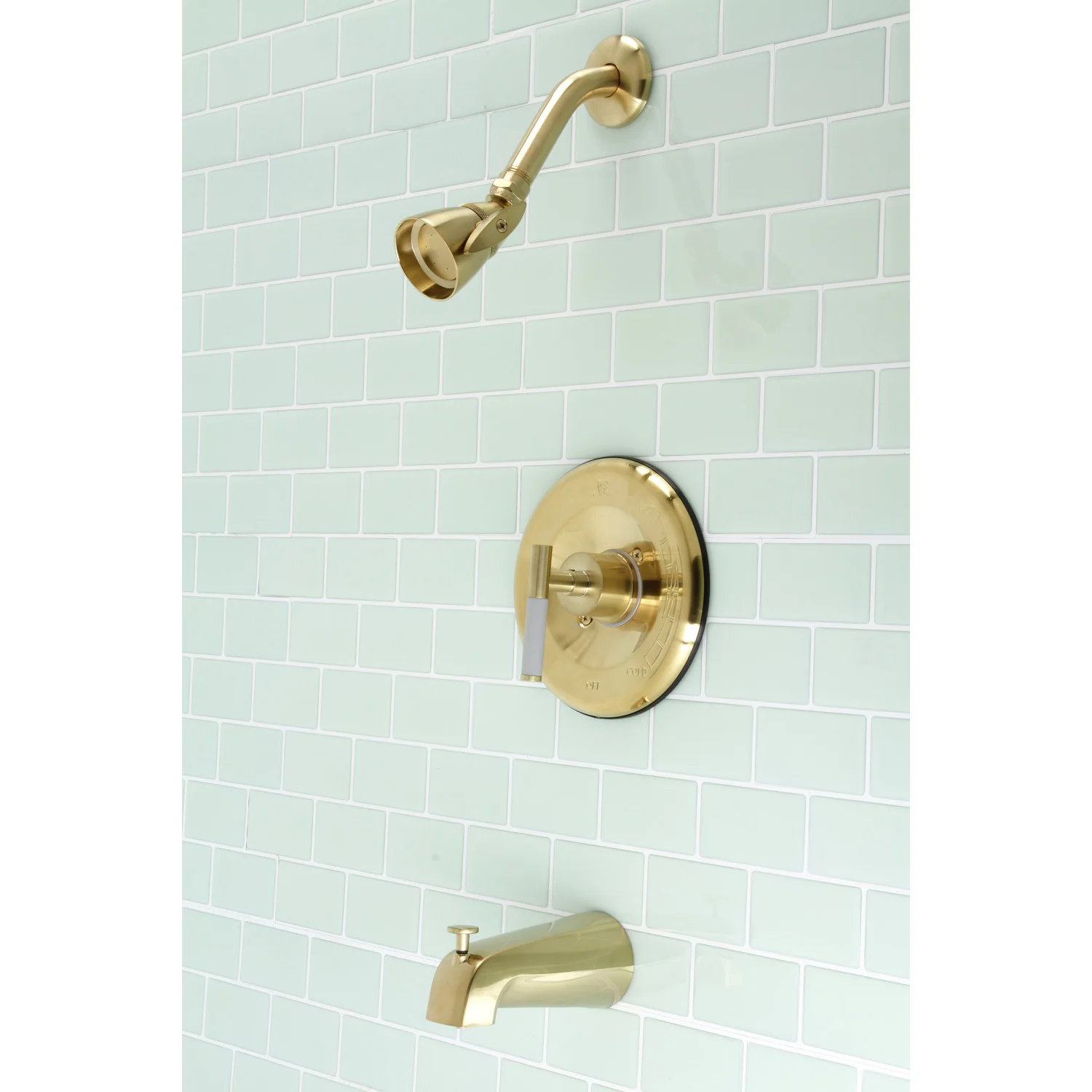 Kingston Sona KB6637CKL - Kaiser Single-Handle Pressure Balanced Tub and Shower Faucet, Brushed Brass - Image 4