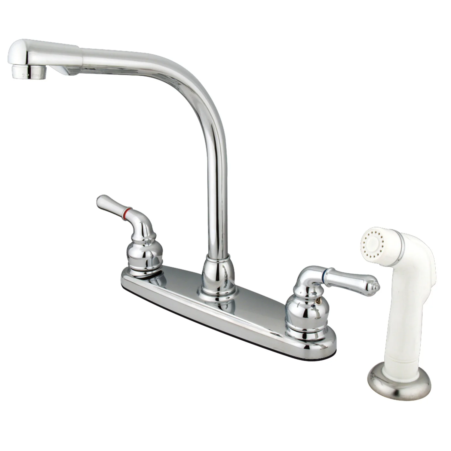 Kingston Tulare KB751 - Magellan Two-Handle 4-Hole 8" Centerset Kitchen Faucet with Side Sprayer, Polished Chrome